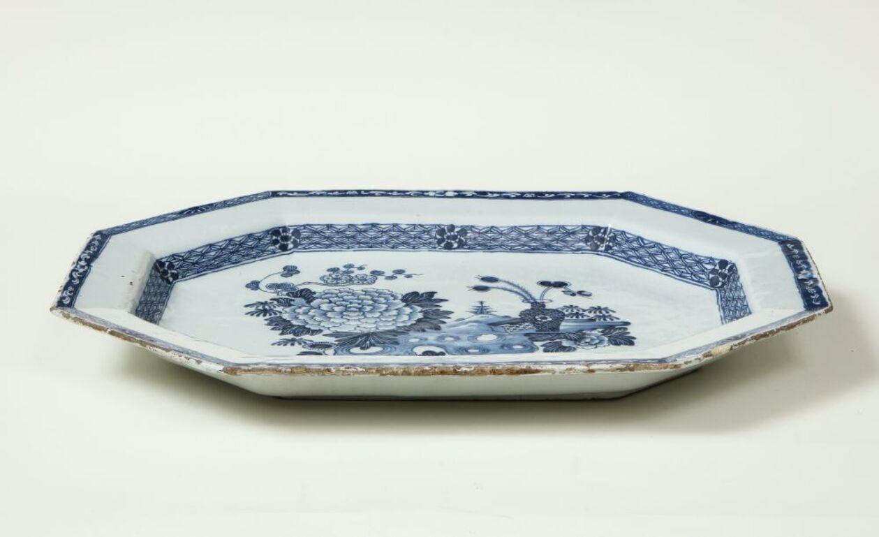 Large Irish Delft Blue & White Serving Platter For Sale 7
