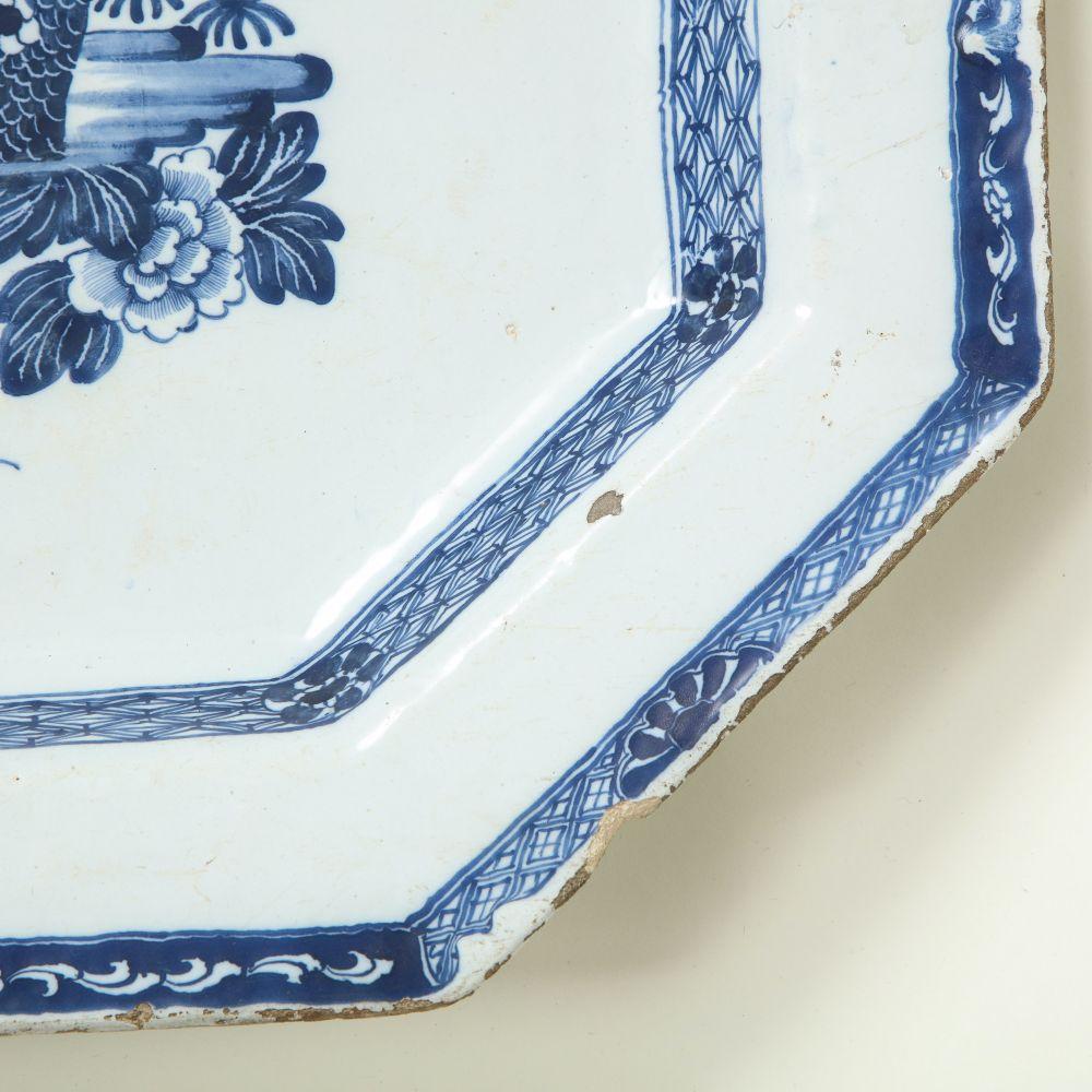 18th Century Large Irish Delft Blue & White Serving Platter For Sale