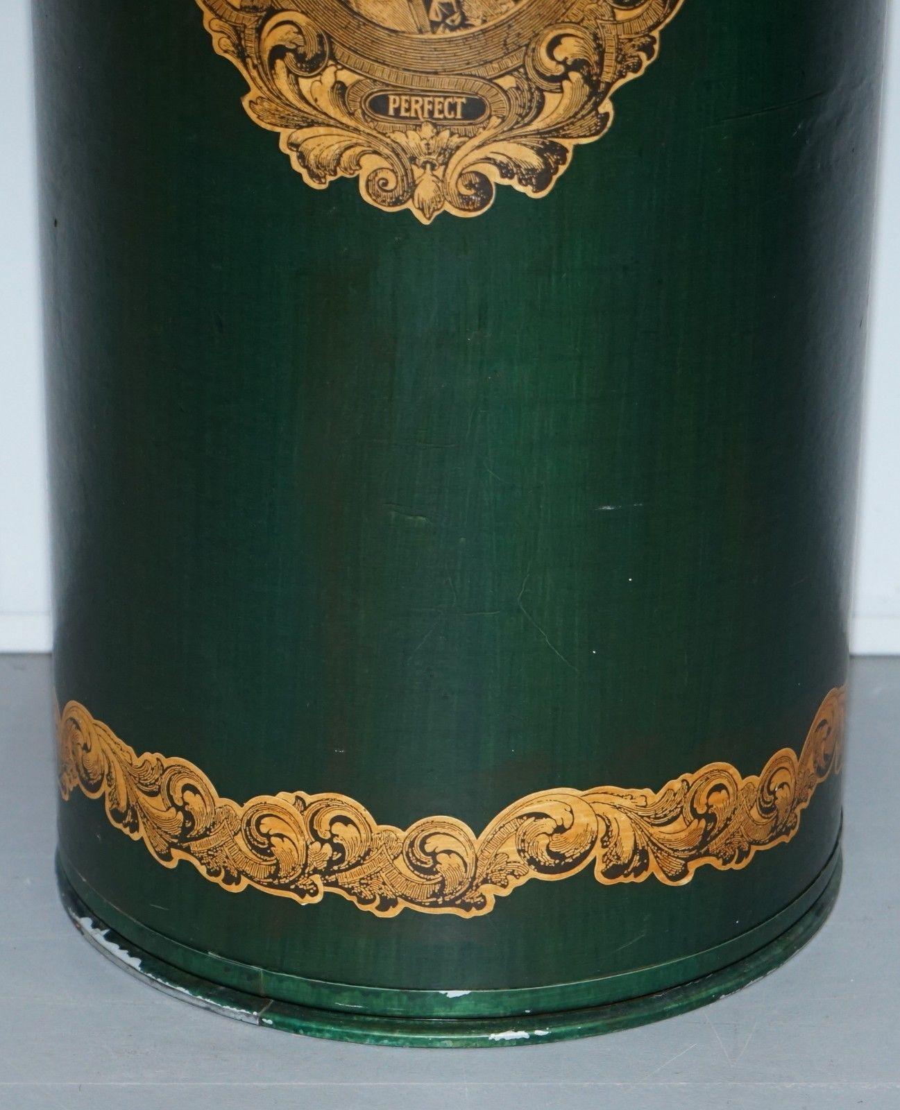 Northern Irish Large Irish Green Pedestal Drum Stand with Picture of a Victorian Lady on