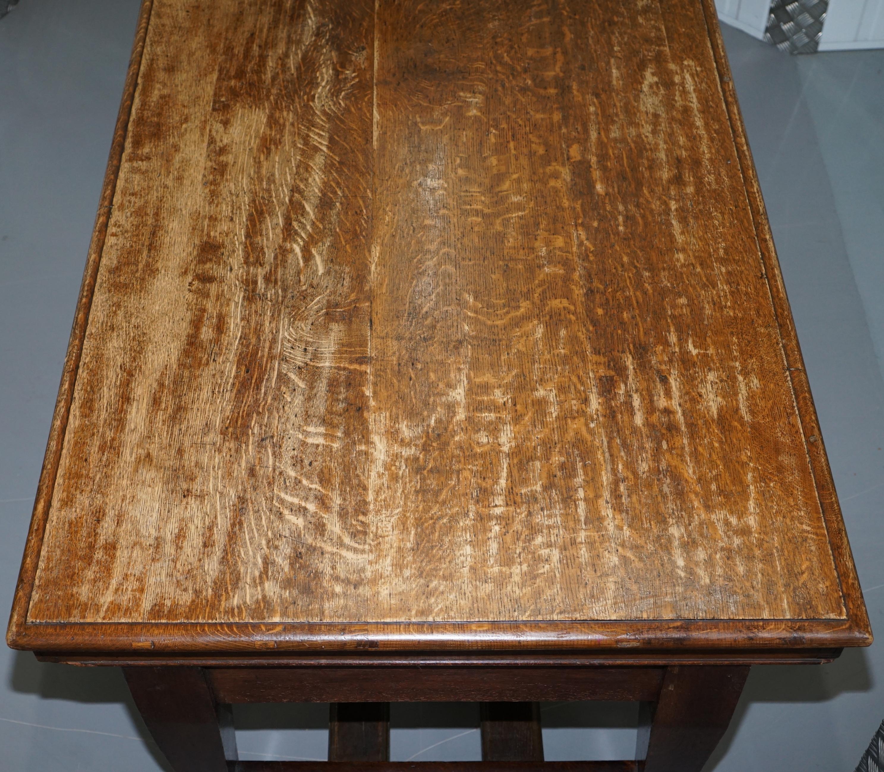 Large Irish Oak Refectory Scrub Table with Twin Stretchers circa 1840 Dining 5