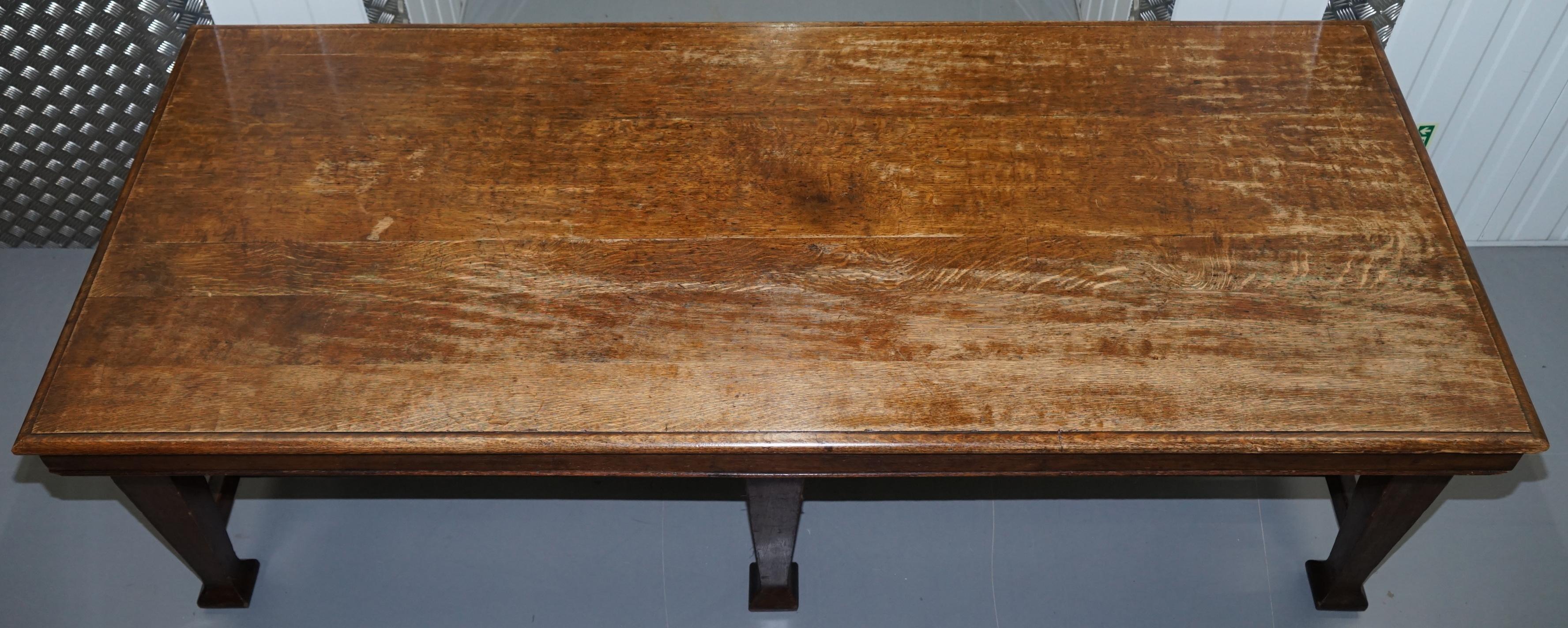 Large Irish Oak Refectory Scrub Table with Twin Stretchers circa 1840 Dining 8