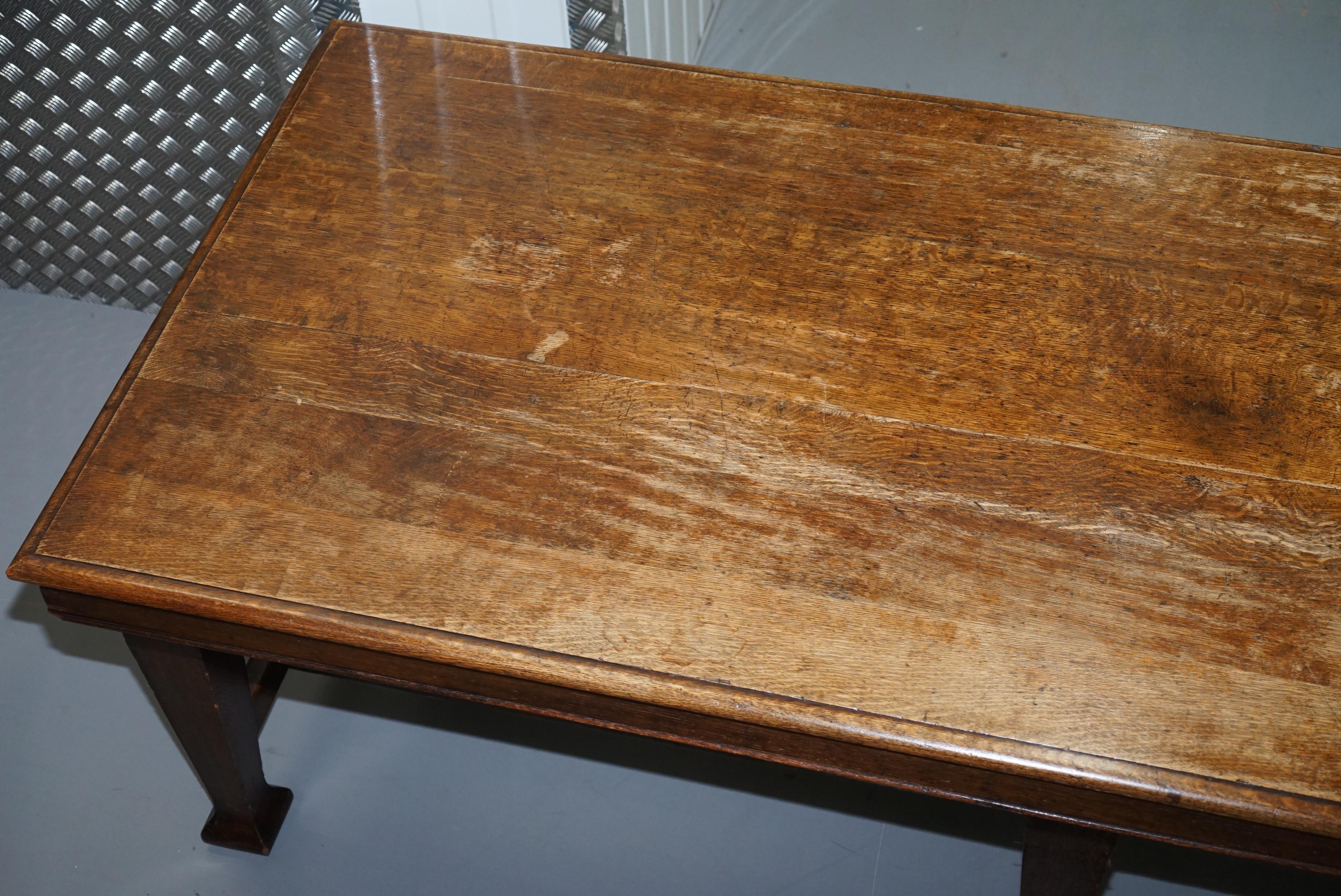 Large Irish Oak Refectory Scrub Table with Twin Stretchers circa 1840 Dining 9