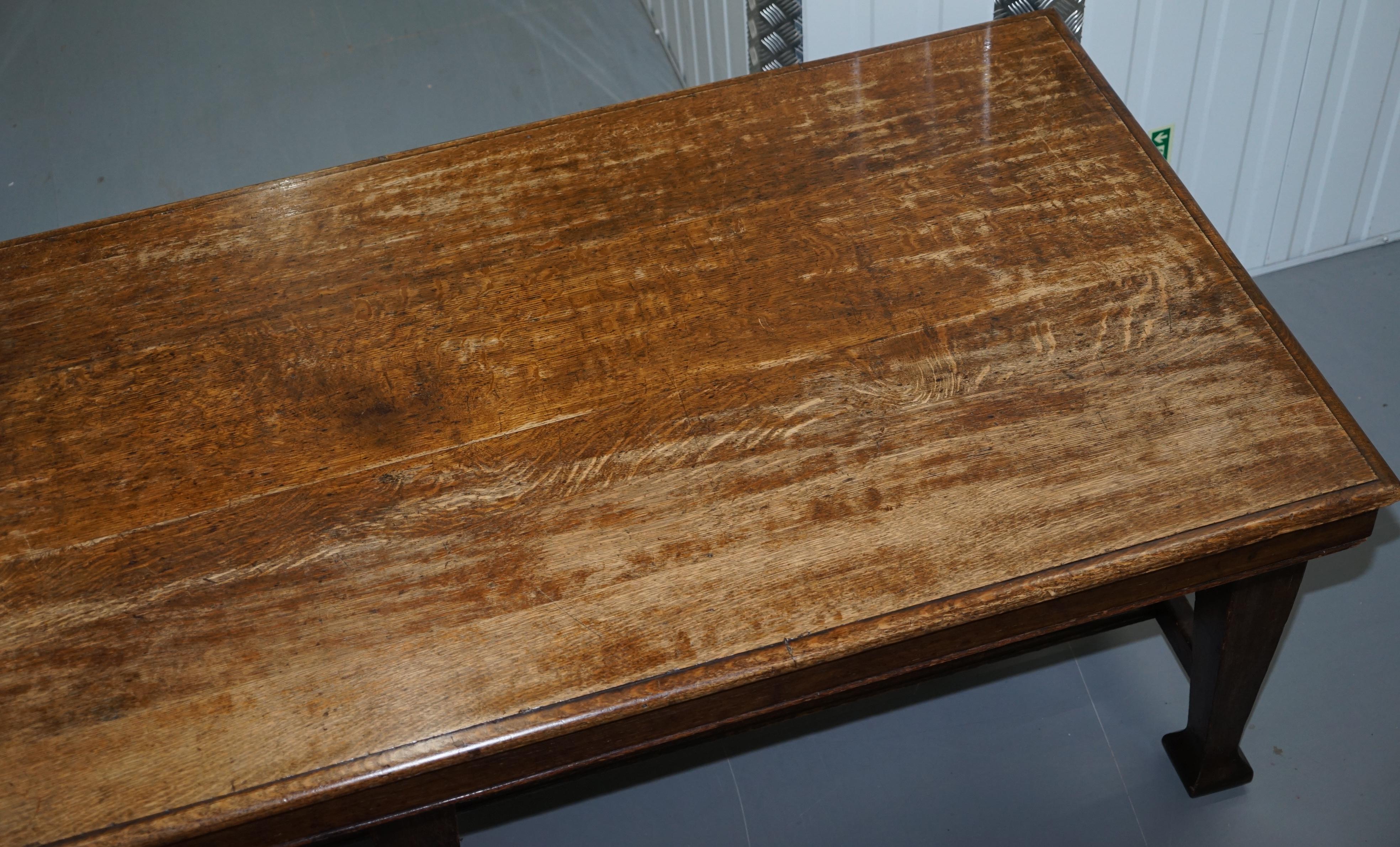 Large Irish Oak Refectory Scrub Table with Twin Stretchers circa 1840 Dining 10