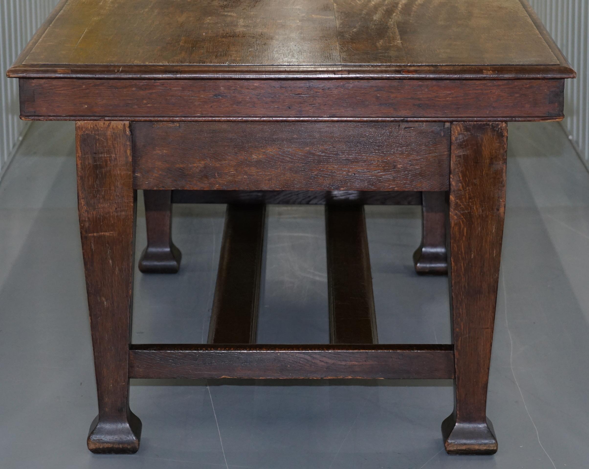 Large Irish Oak Refectory Scrub Table with Twin Stretchers circa 1840 Dining 11