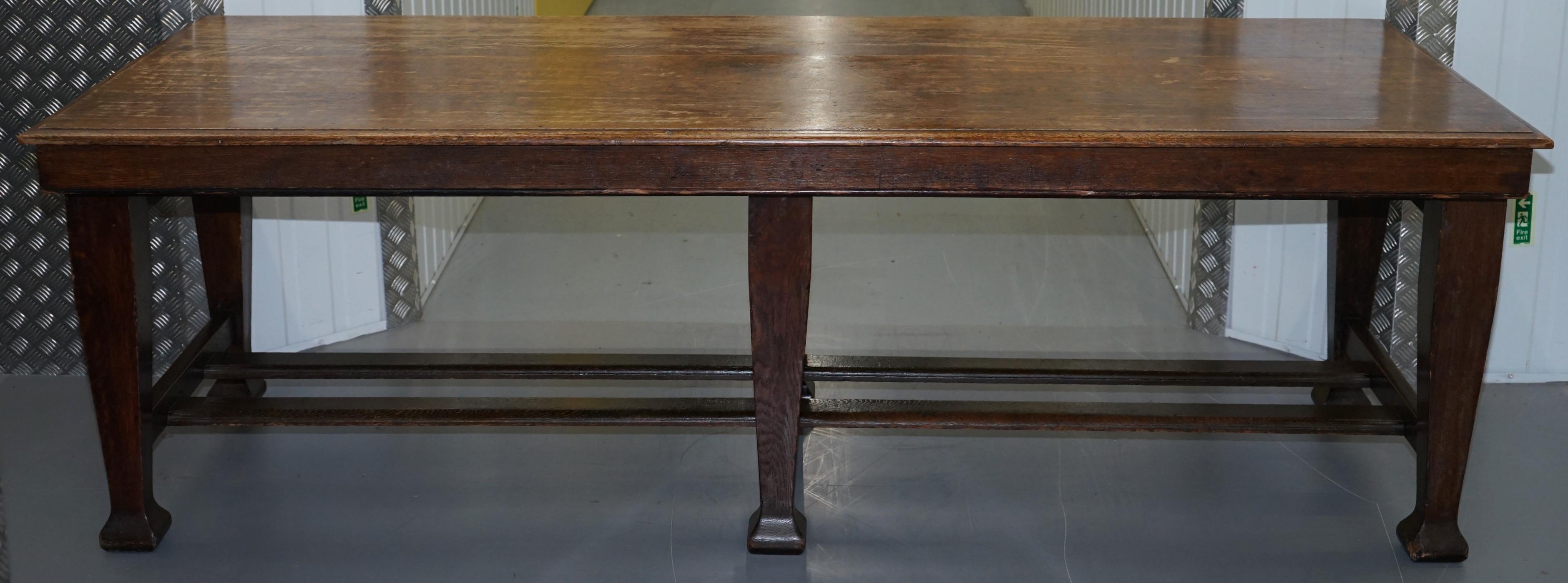 Large Irish Oak Refectory Scrub Table with Twin Stretchers circa 1840 Dining 13