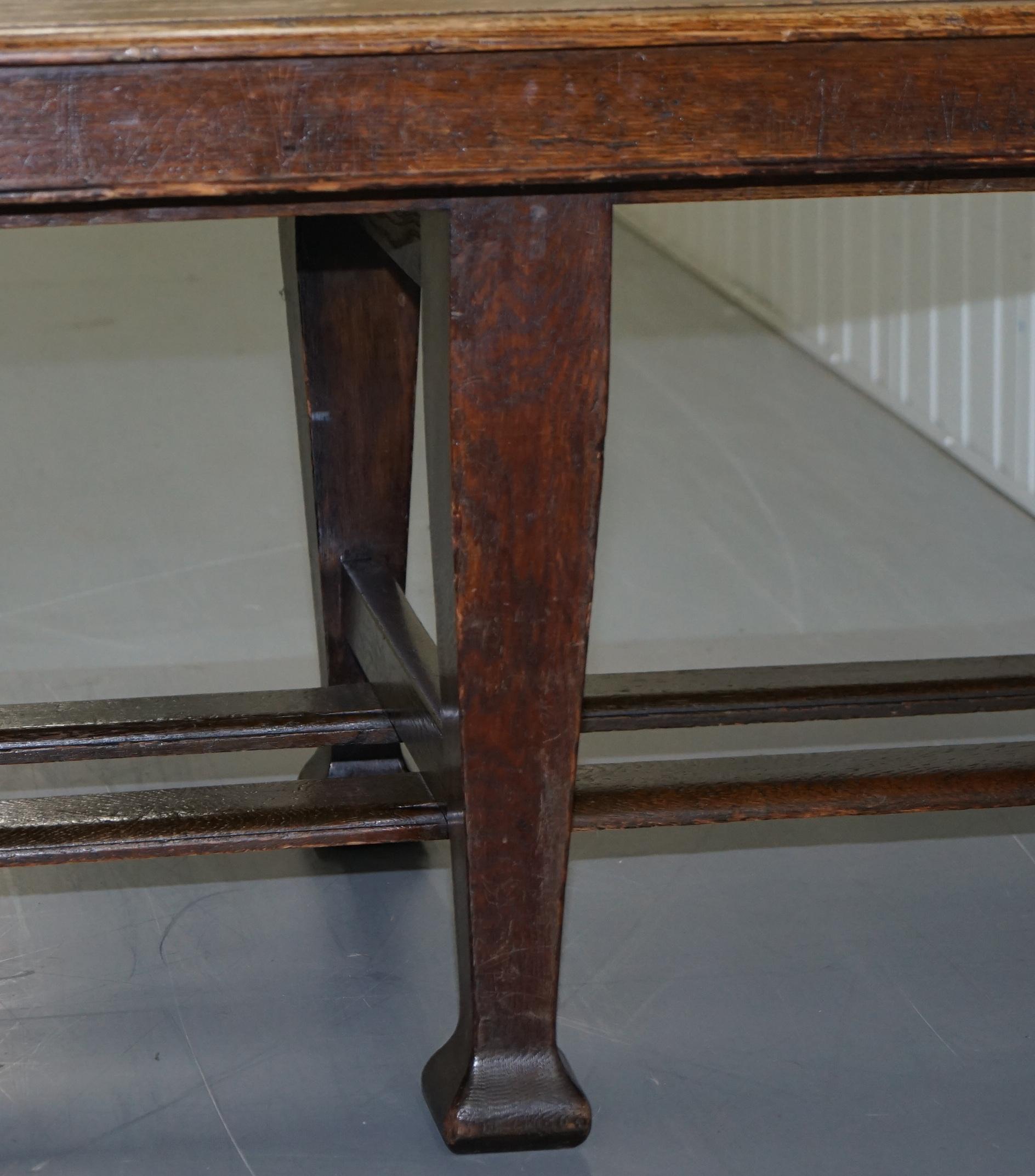 Large Irish Oak Refectory Scrub Table with Twin Stretchers circa 1840 Dining 14