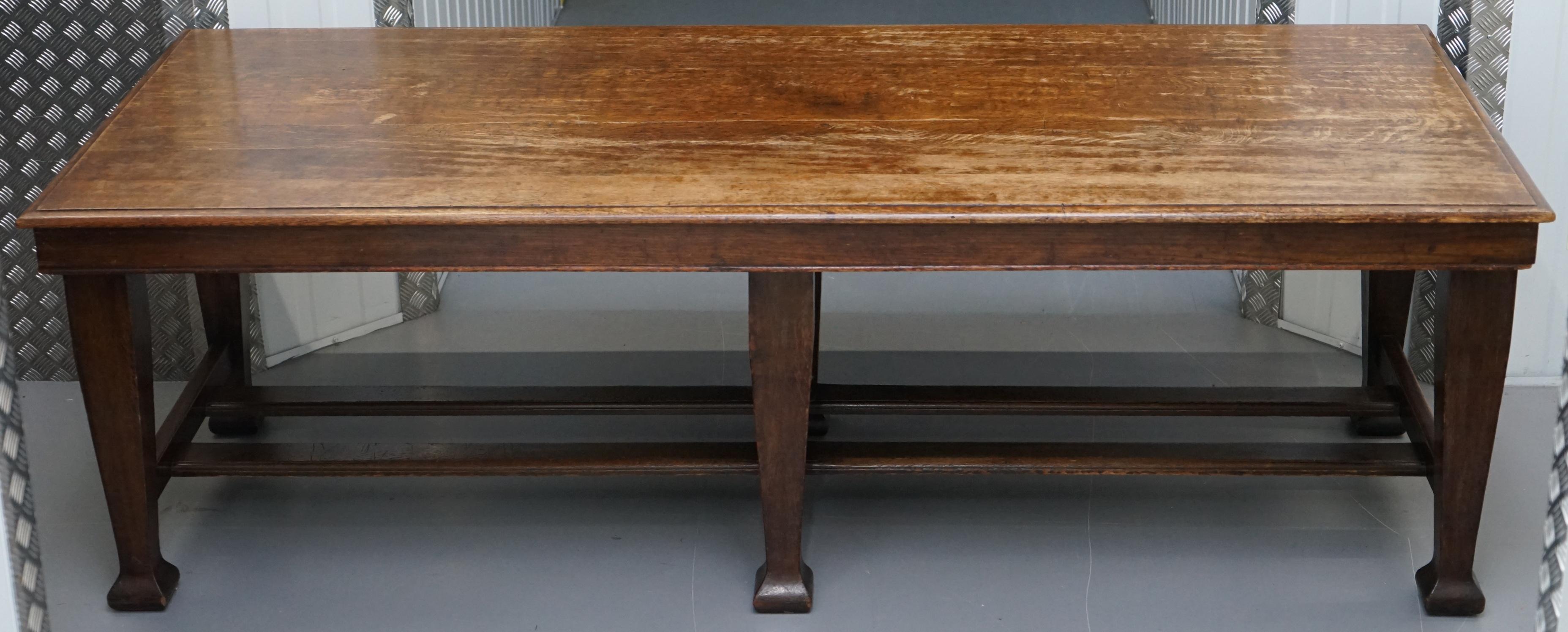 We are delighted to this stunning circa 1840 Irish Refectory Scrub table of substantial proportions

A very good looking and well-made refectory or scrub table, it has the typical Irish country twin stretchers, the tabletop is dowelled and