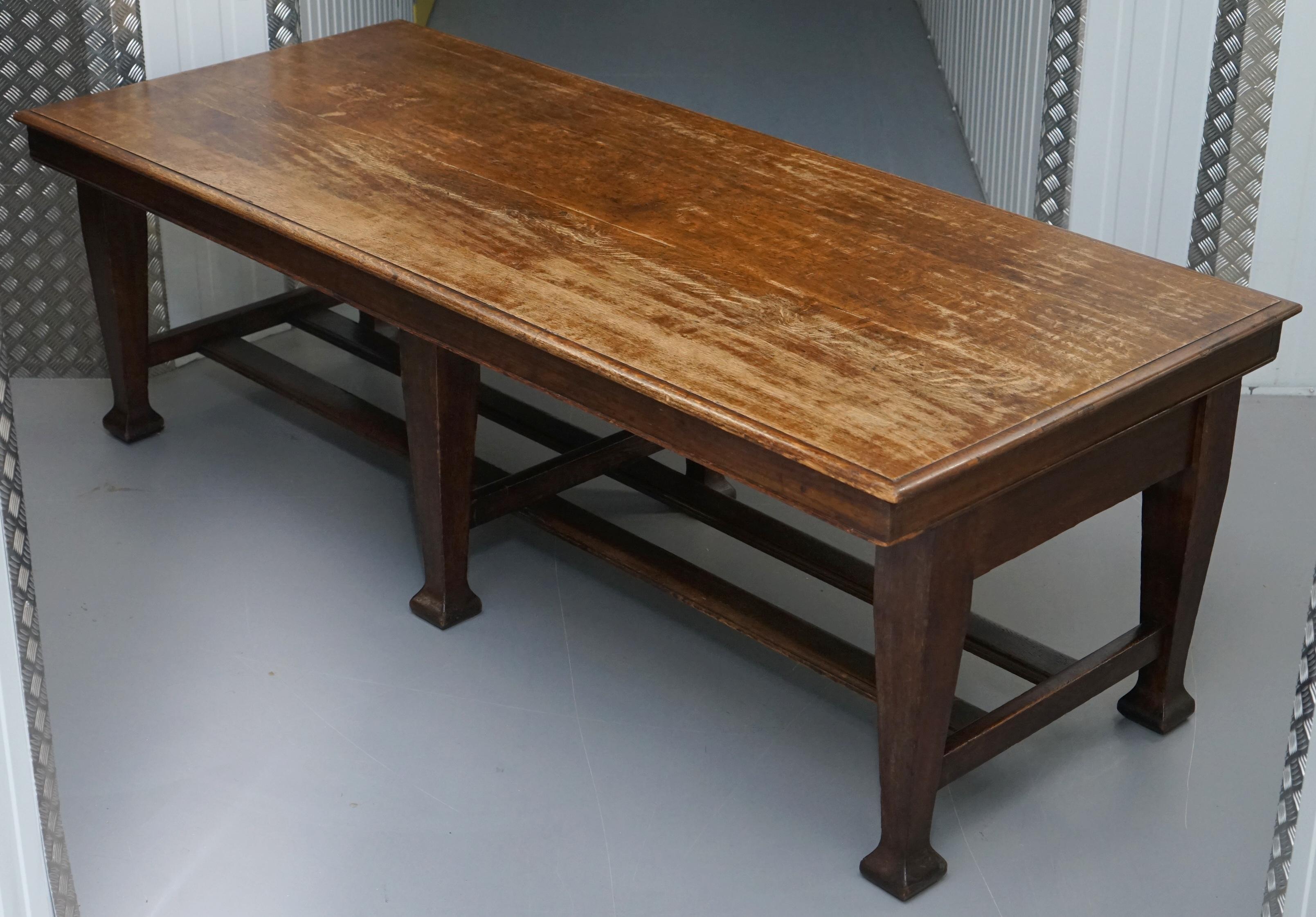Victorian Large Irish Oak Refectory Scrub Table with Twin Stretchers circa 1840 Dining