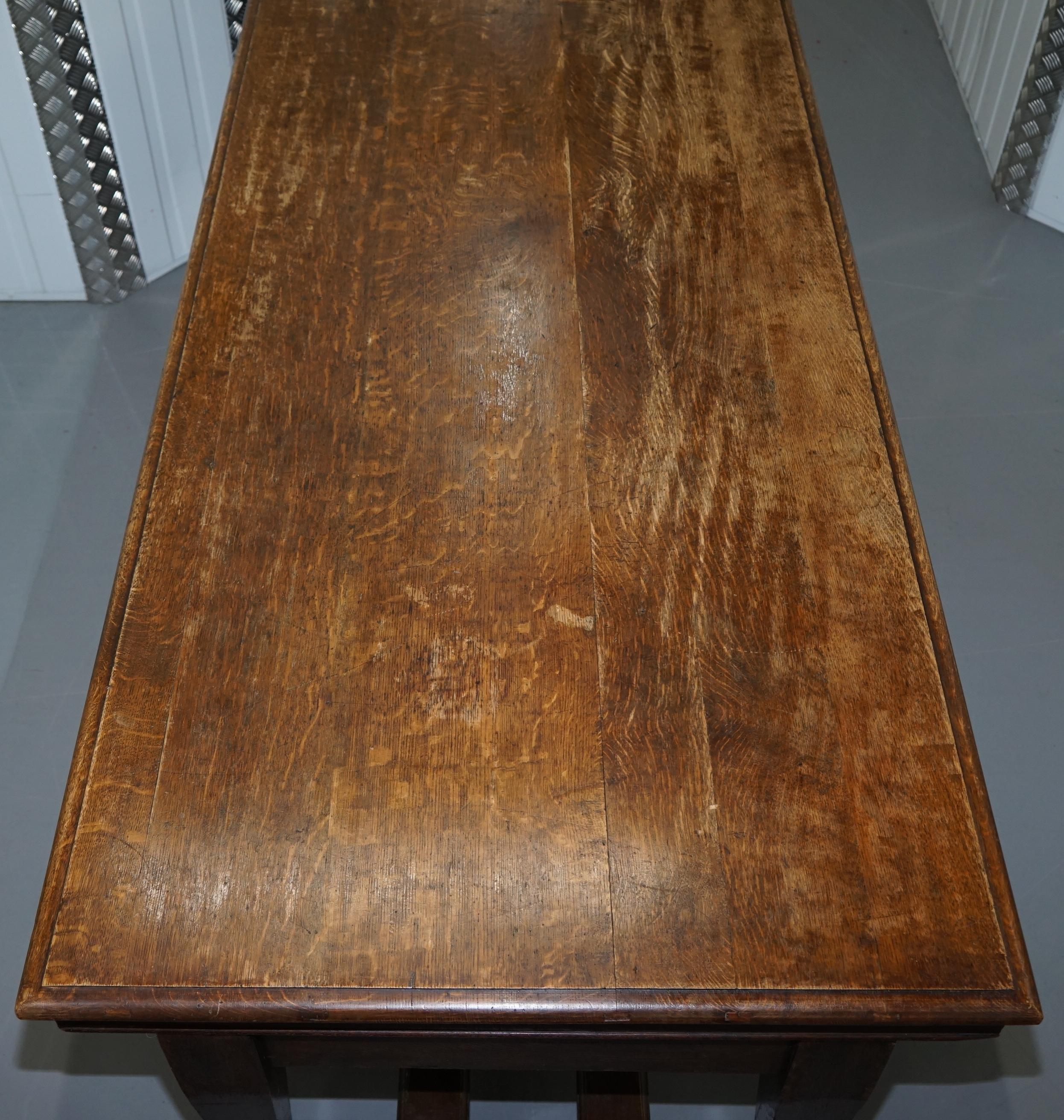 Large Irish Oak Refectory Scrub Table with Twin Stretchers circa 1840 Dining 3