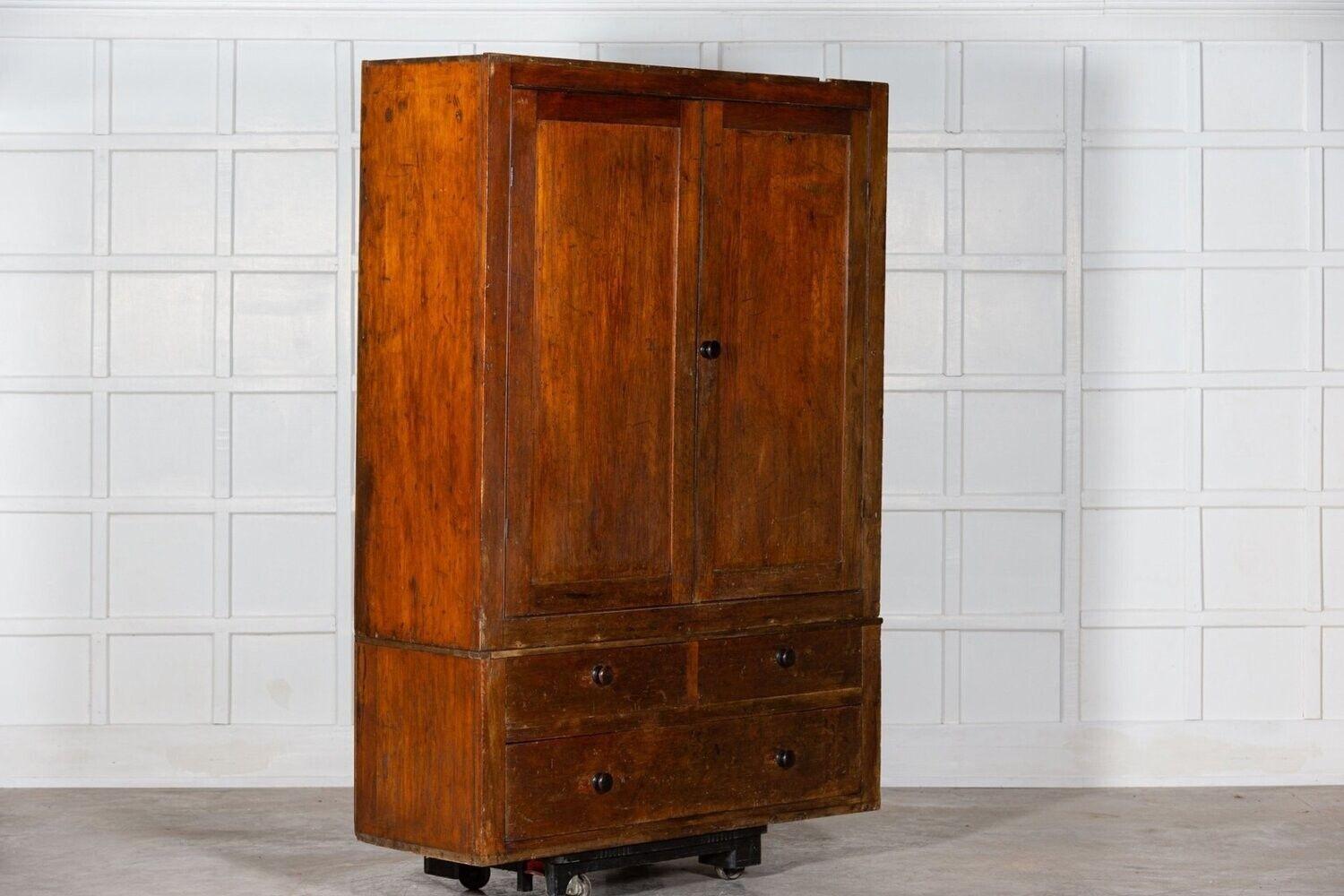 19th Century Large Irish Pine Housekeepers Cupboard/Armoire For Sale