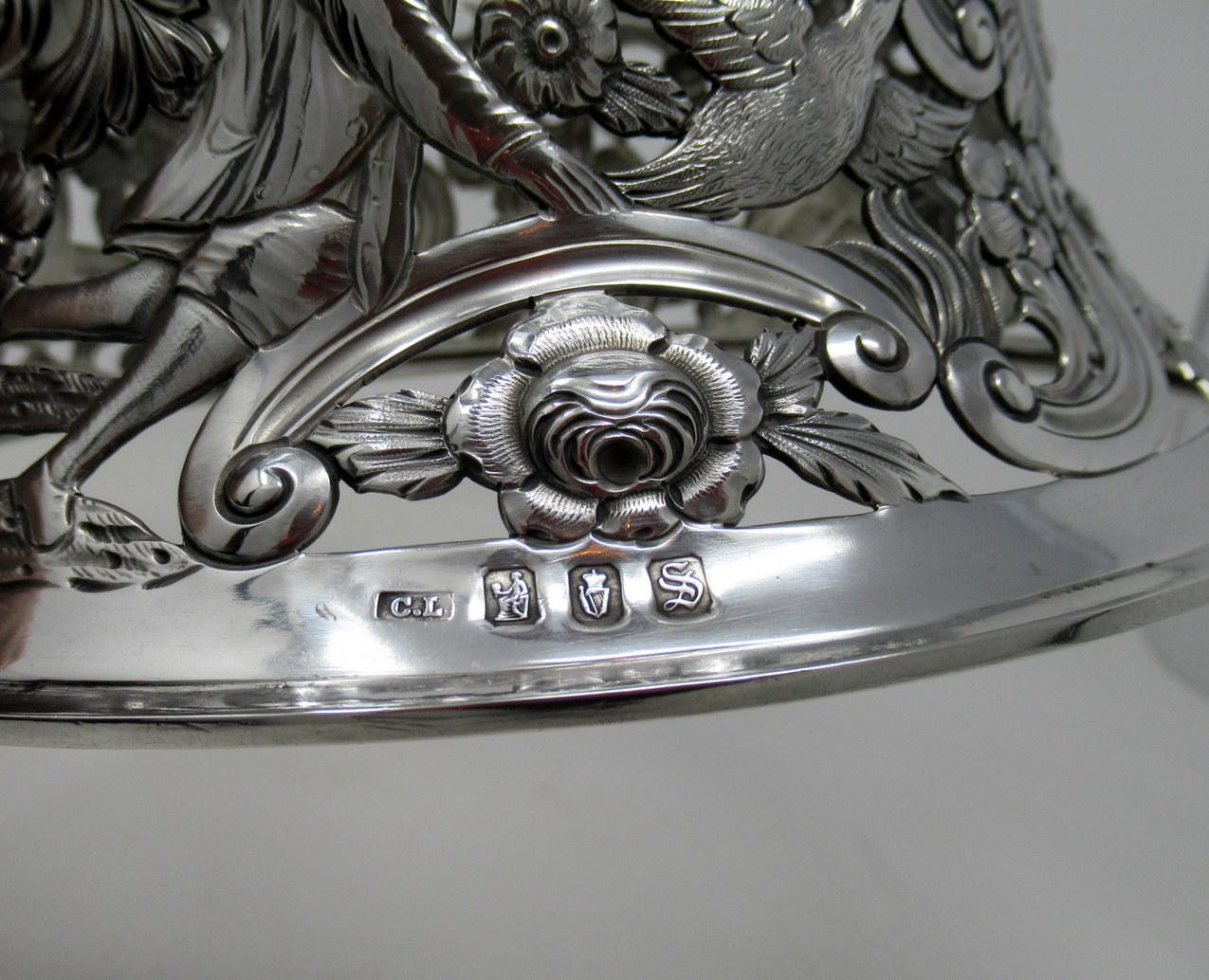 Large Irish Sterling Silver Dish Ring by Charles Lamb Dublin Ireland 1903, 26ozs 2