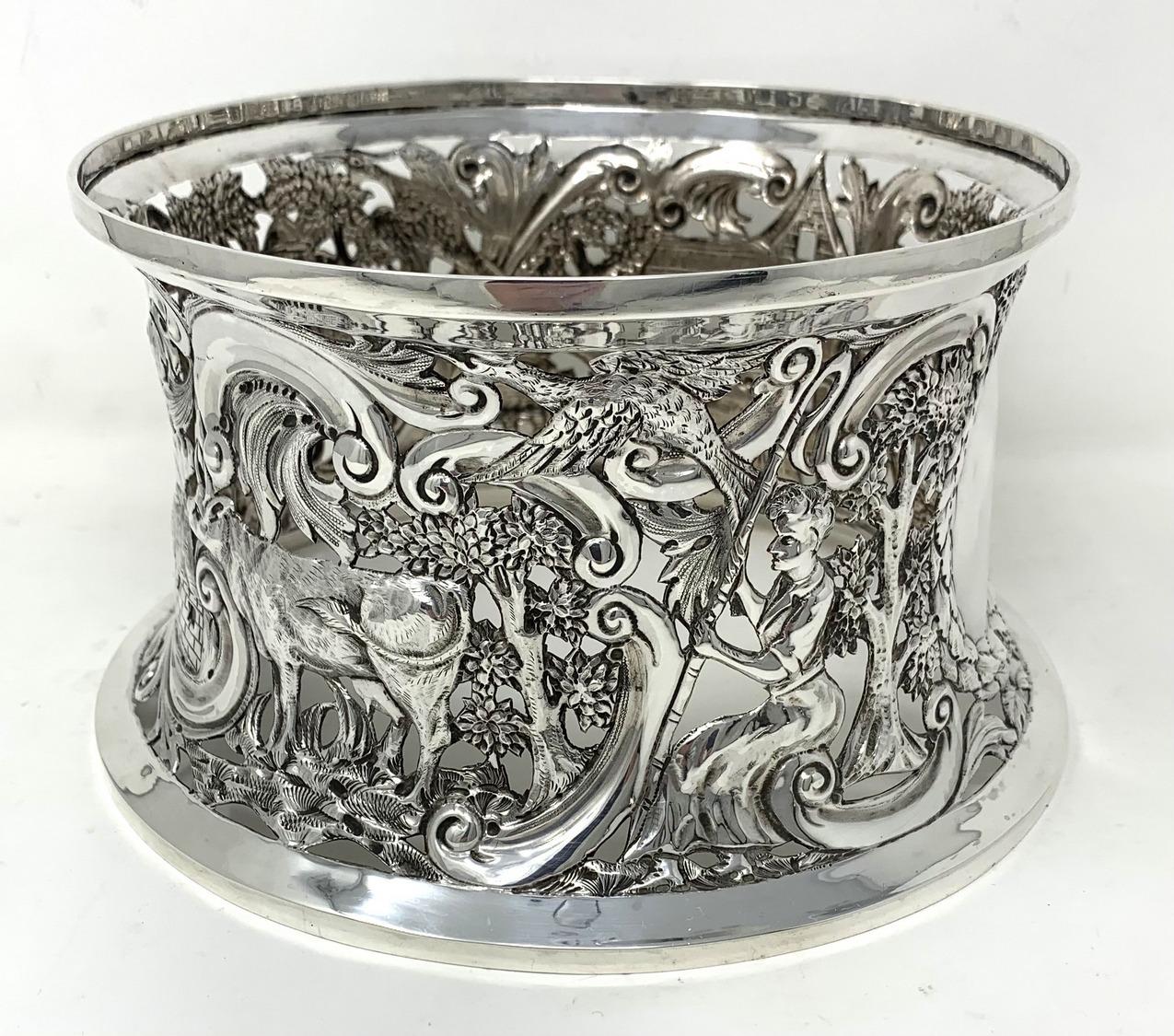 Rococo Large Irish Sterling Silver Dish Ring by Thomas Weir Dublin Ireland 1925 14.8ozs