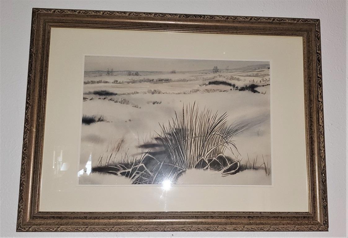 20th Century Large Irish Watercolor Snow on the Bog by Rev JH Flack For Sale