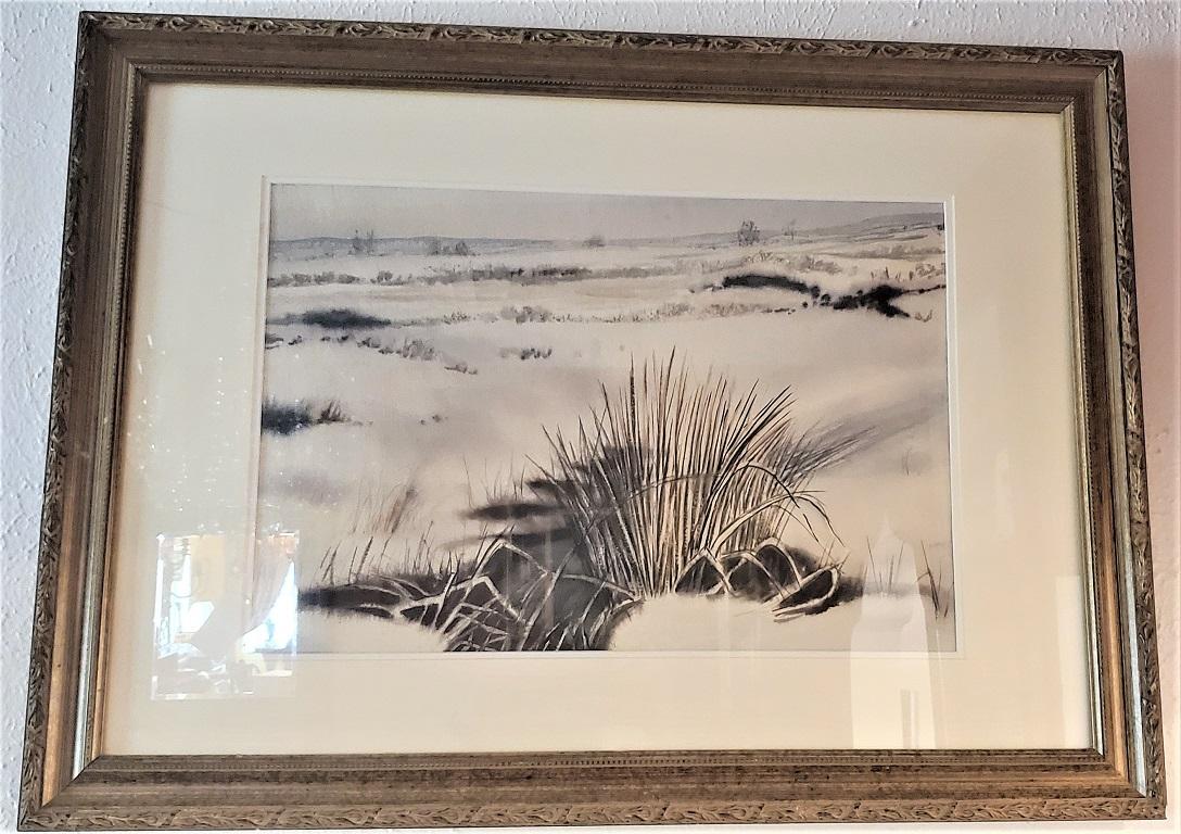 Paper Large Irish Watercolor Snow on the Bog by Rev JH Flack For Sale