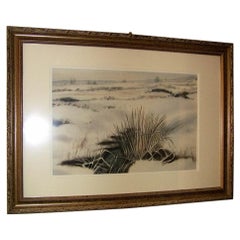 Vintage Large Irish Watercolor Snow on the Bog by Rev JH Flack