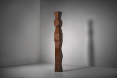Large Iroko Wood Totem Sculpture by Krekel van Spronsen, 1970s