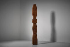 Large Iroko Wood Totem Sculpture by Krekel van Spronsen, 1970s