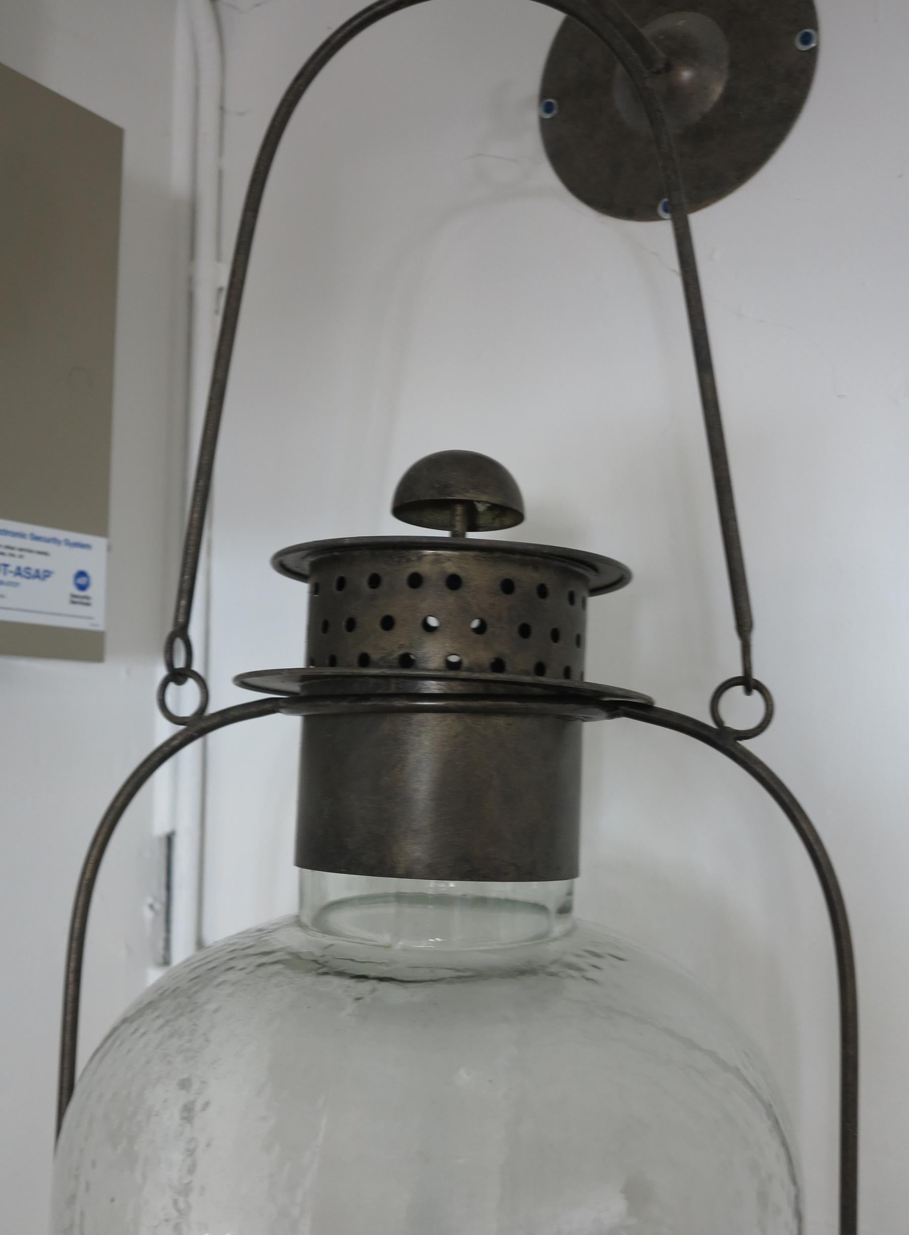 Large Iron and Glass Hanging Lanterns 1