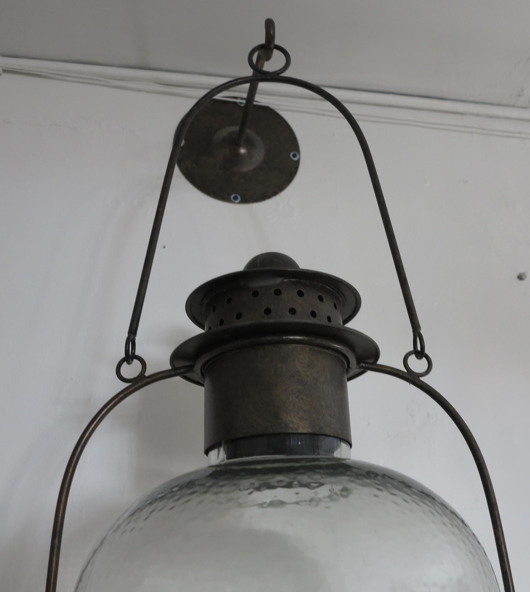 Large Iron and Glass Hanging Lanterns 3