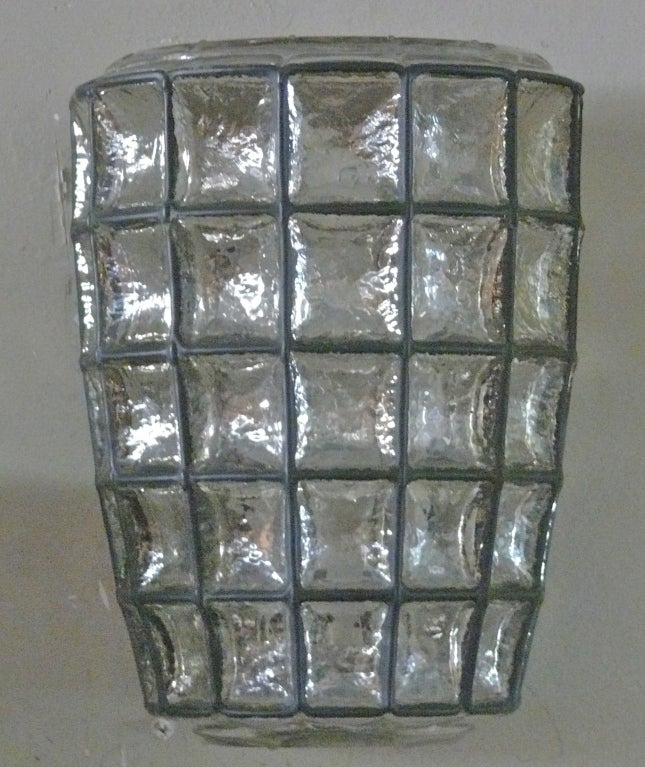 20th Century Large Iron and Glass Sconces