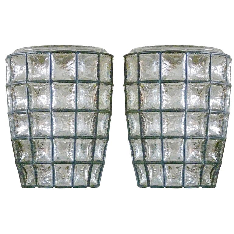Large Iron and Glass Sconces