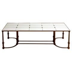 Large Iron Base Mirrored Coffee Table