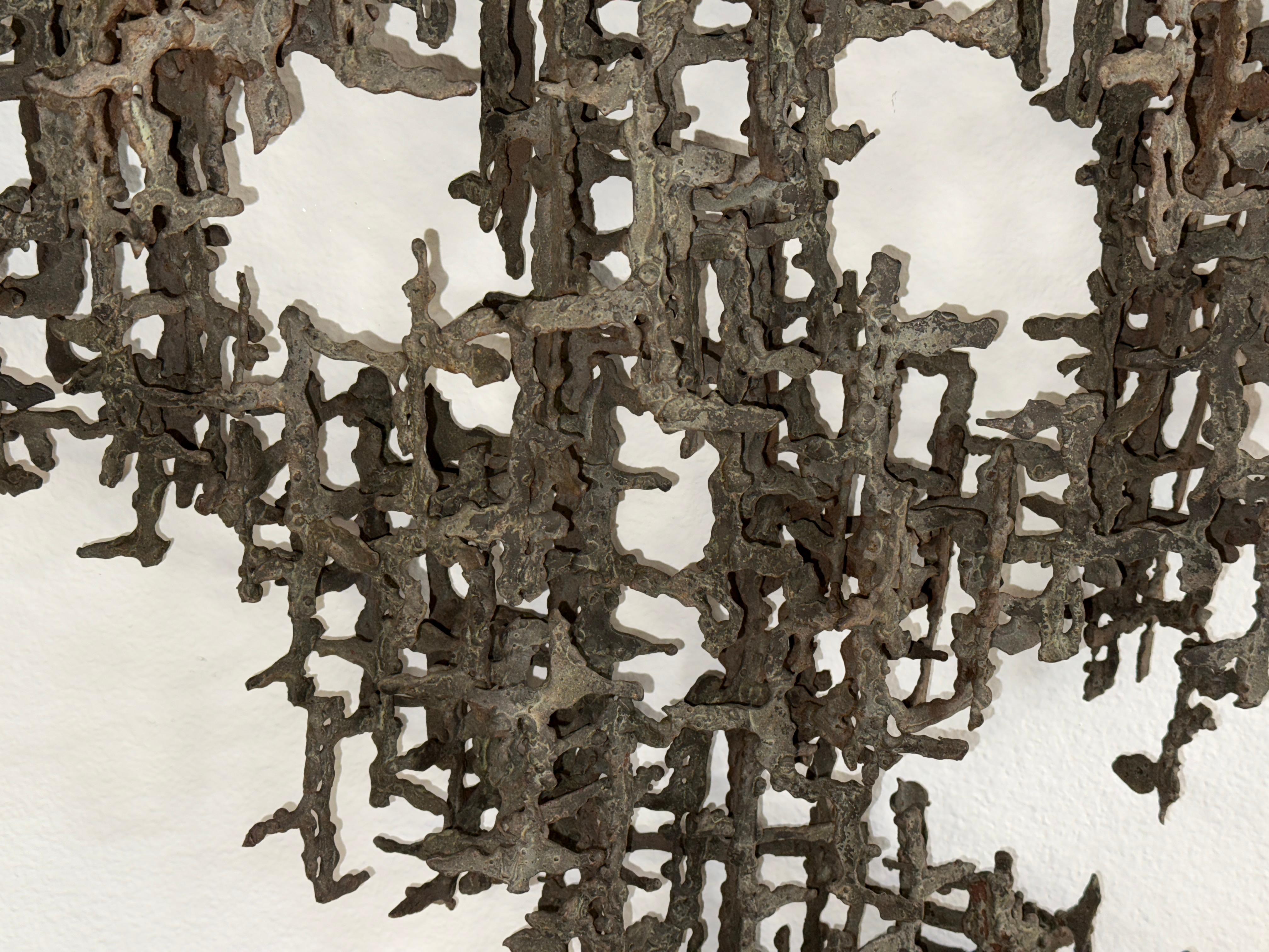 Hand-Crafted Large Iron Brutalist Sculpture Attributed to Daniel Gluck For Sale