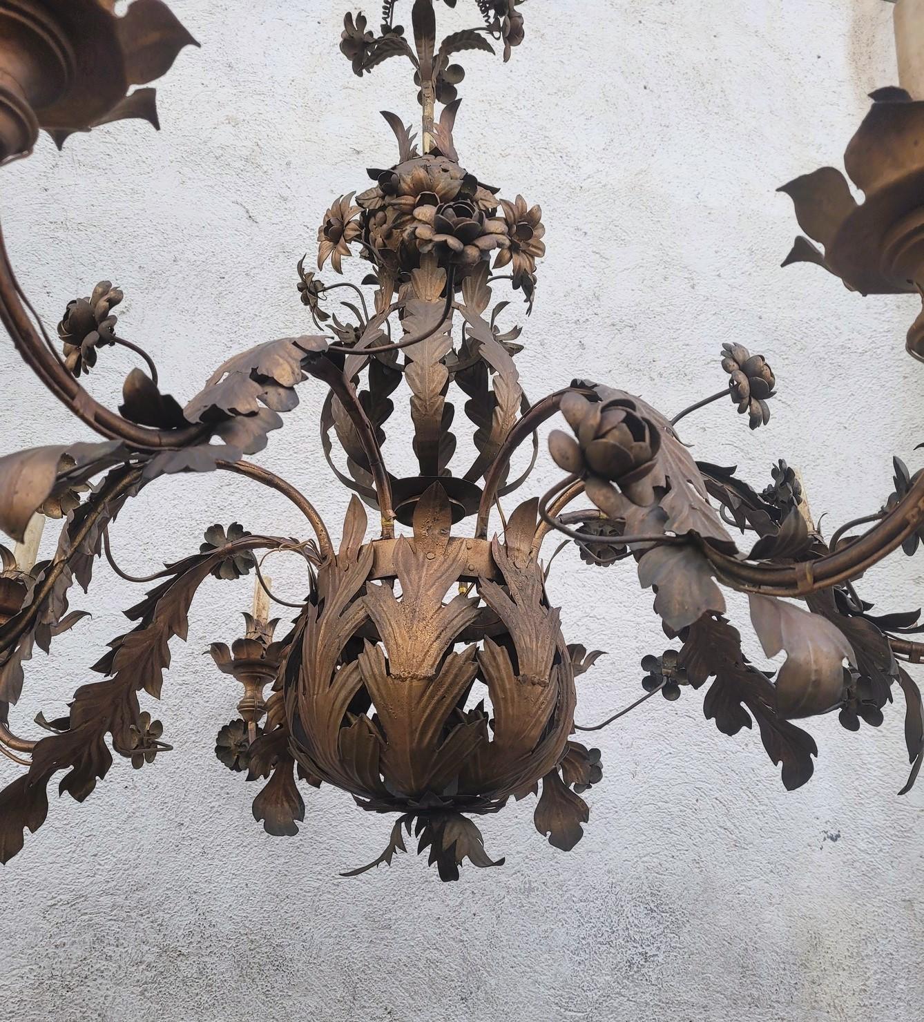 Large Iron Chandelier, 115 Cm, 8 Lights, 19th Century For Sale 7