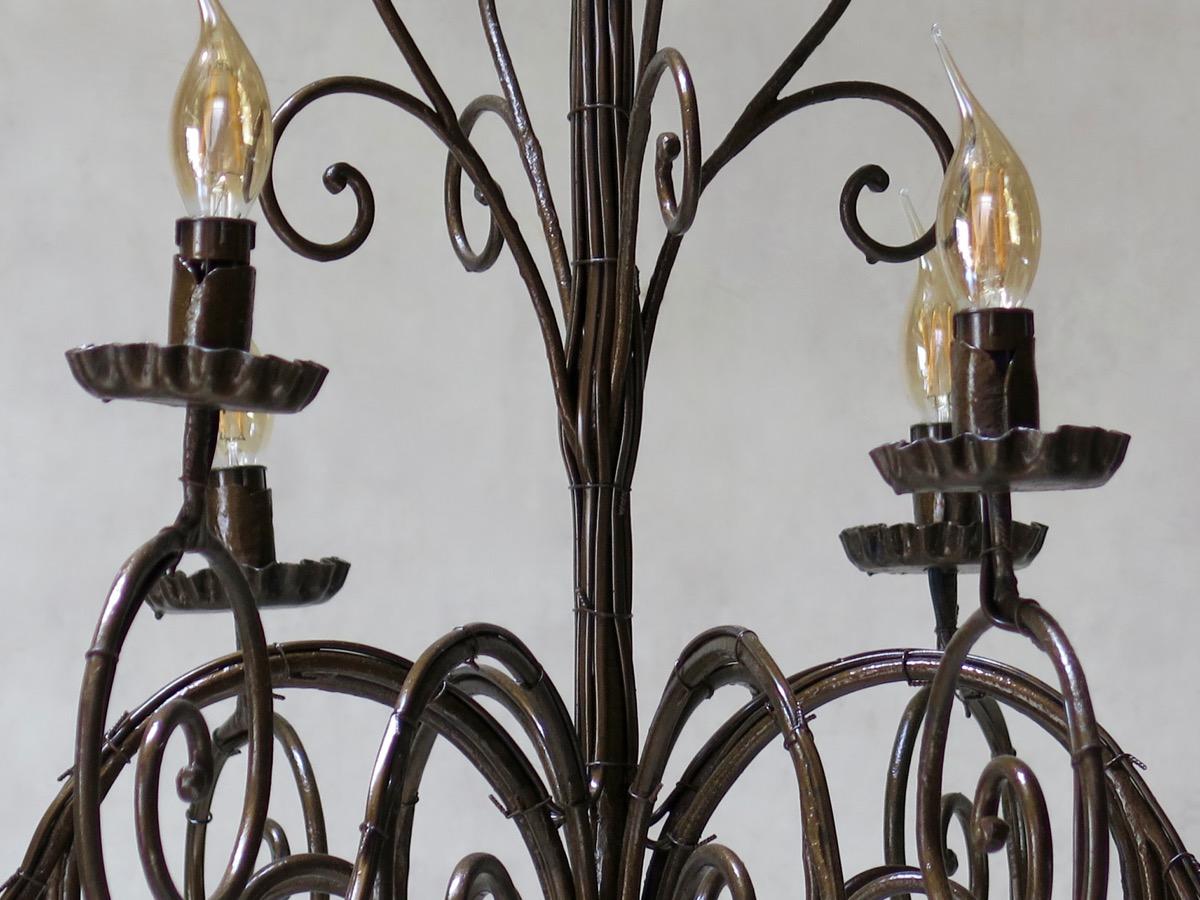 Baroque Large Iron Chandelier, France, circa 1950s For Sale