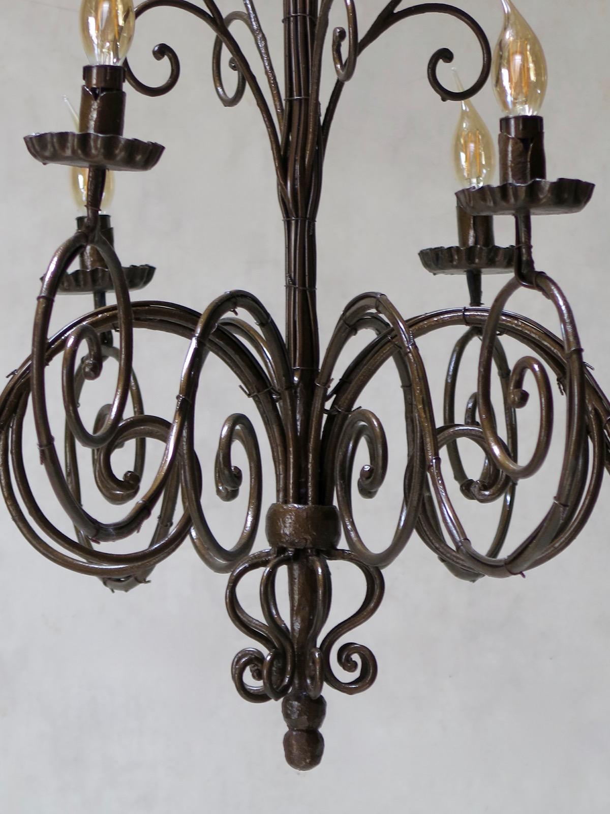 French Large Iron Chandelier, France, circa 1950s For Sale