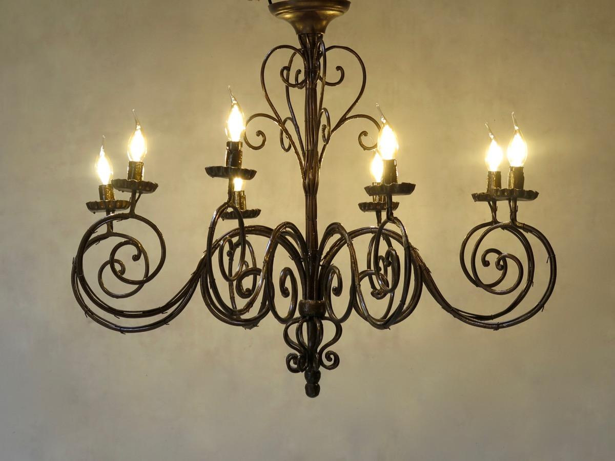 Large Iron Chandelier, France, circa 1950s For Sale 1