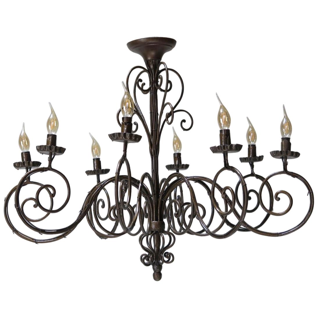 Large Iron Chandelier, France, circa 1950s For Sale