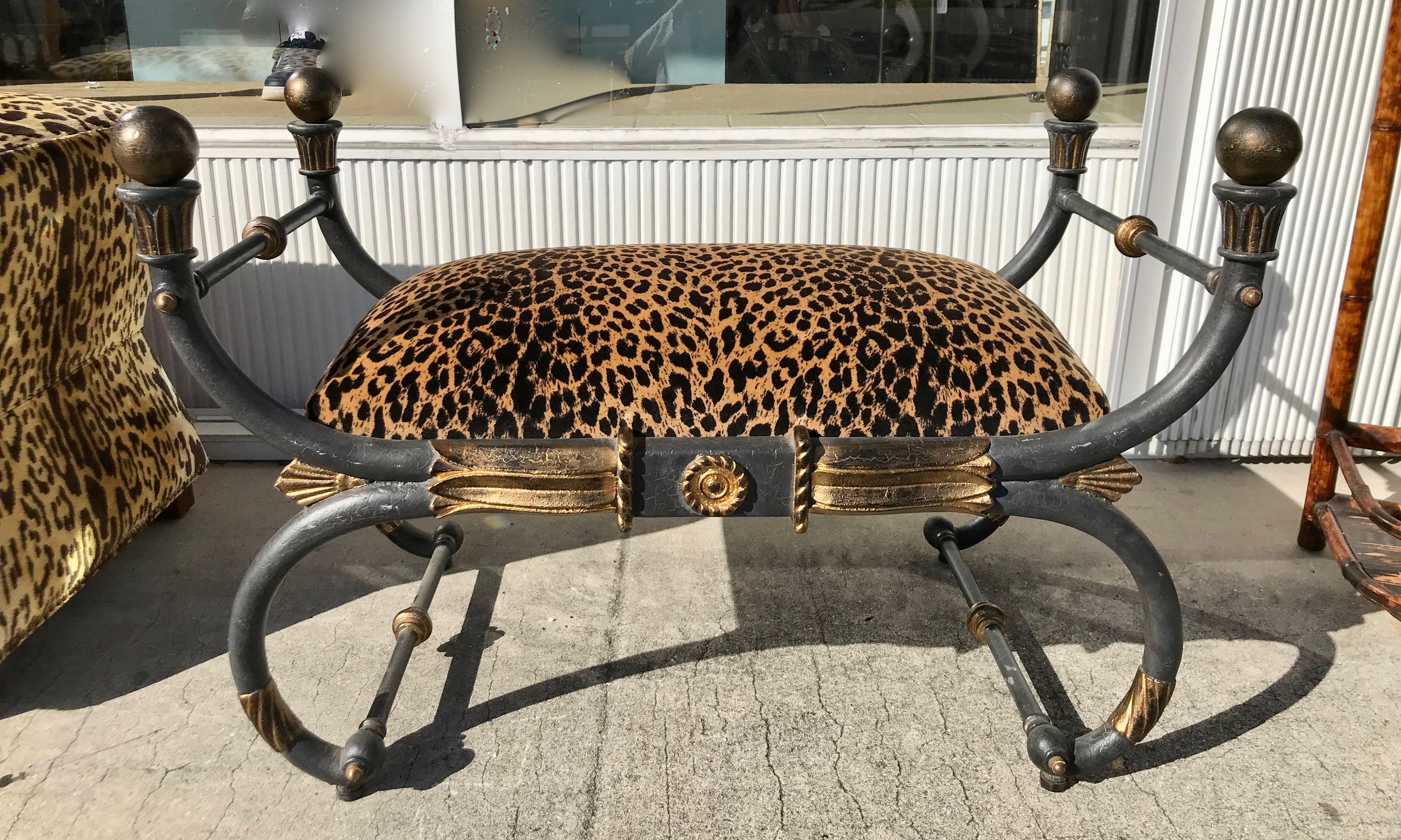 Italian Large Iron Curule Bench