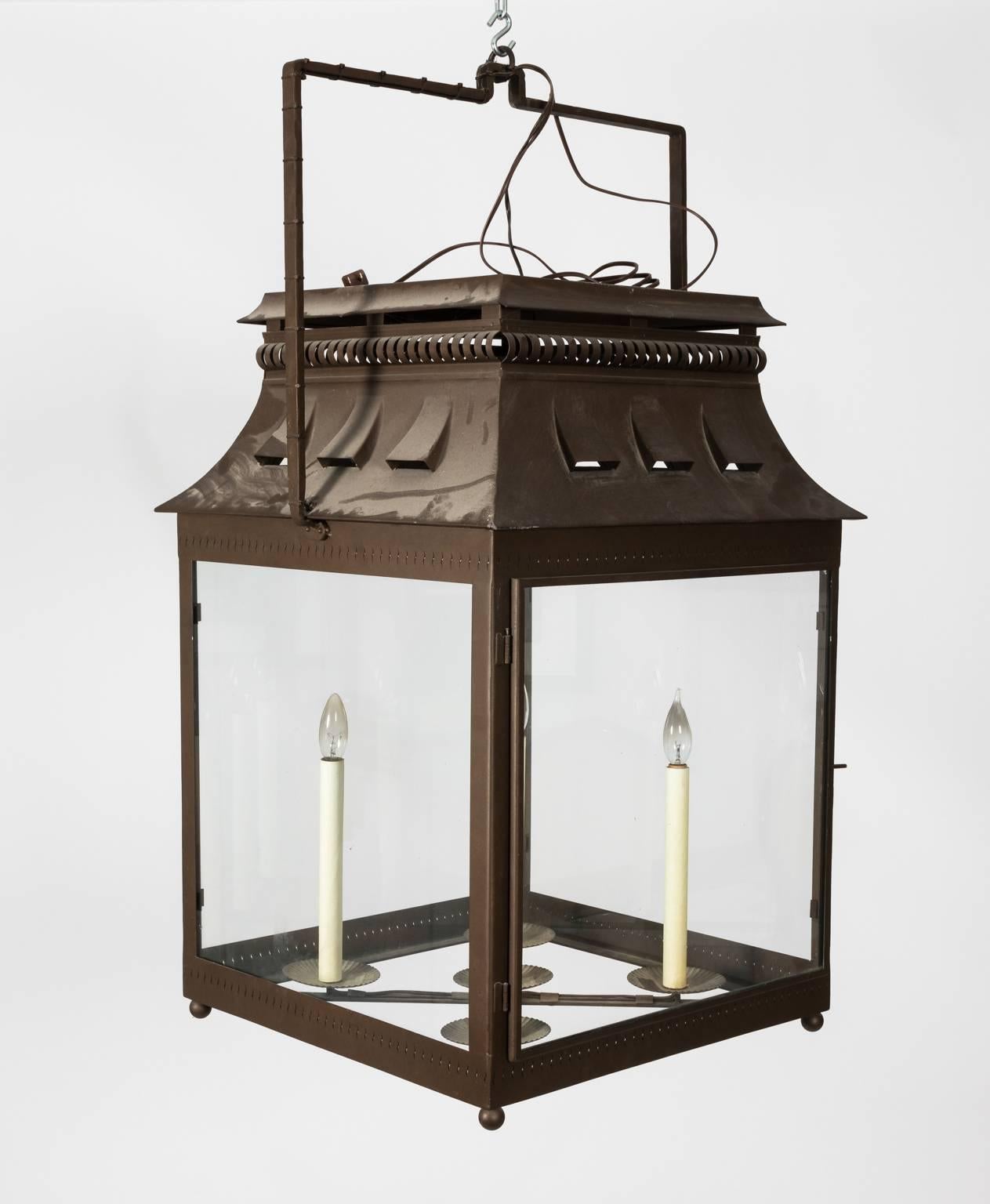 Large Iron Exterior Lantern Fixture 1