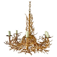 Large Iron Faux Coral Chandelier
