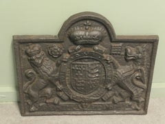 Large Iron Fire Back, Royal Crest and Motto. This is a Heavy Late 19th Century