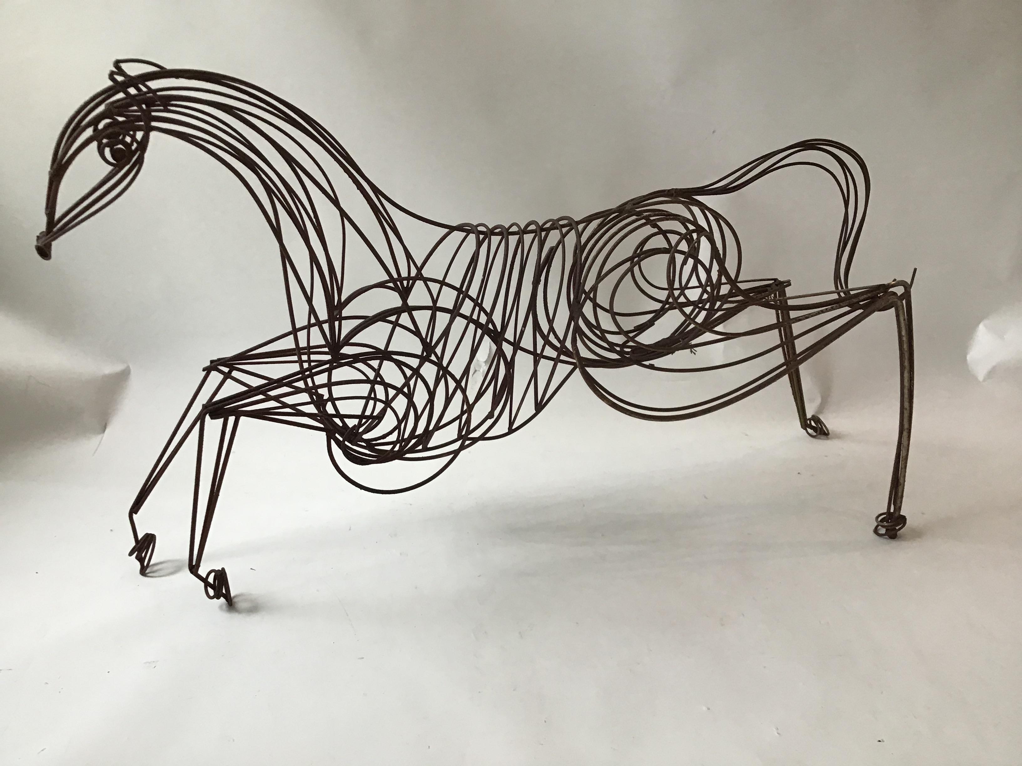 Mid-20th Century Large Iron Horse Sculpture