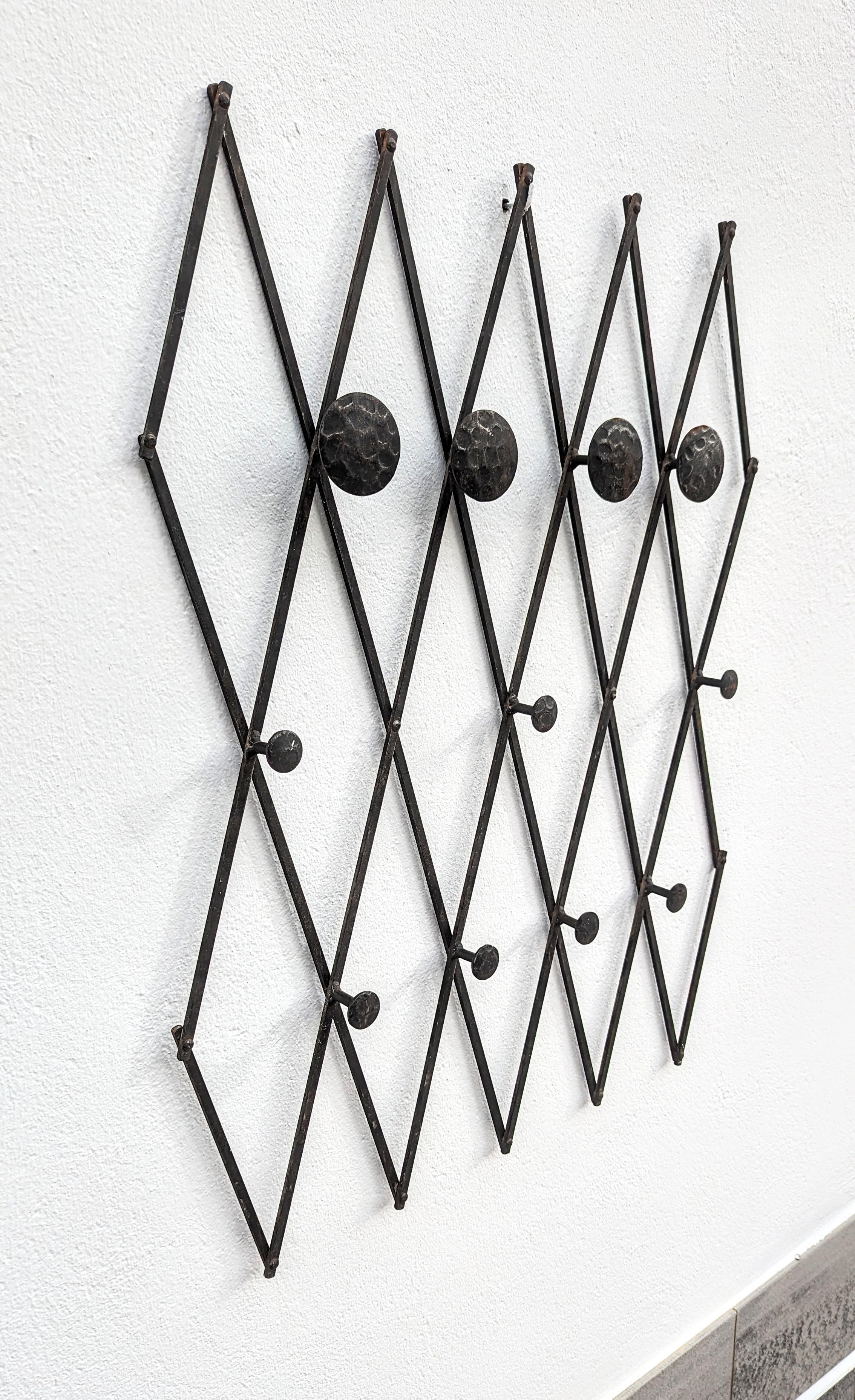 Large Iron Wall Coat Rack, France 1960s In Good Condition In L'Escala, ES