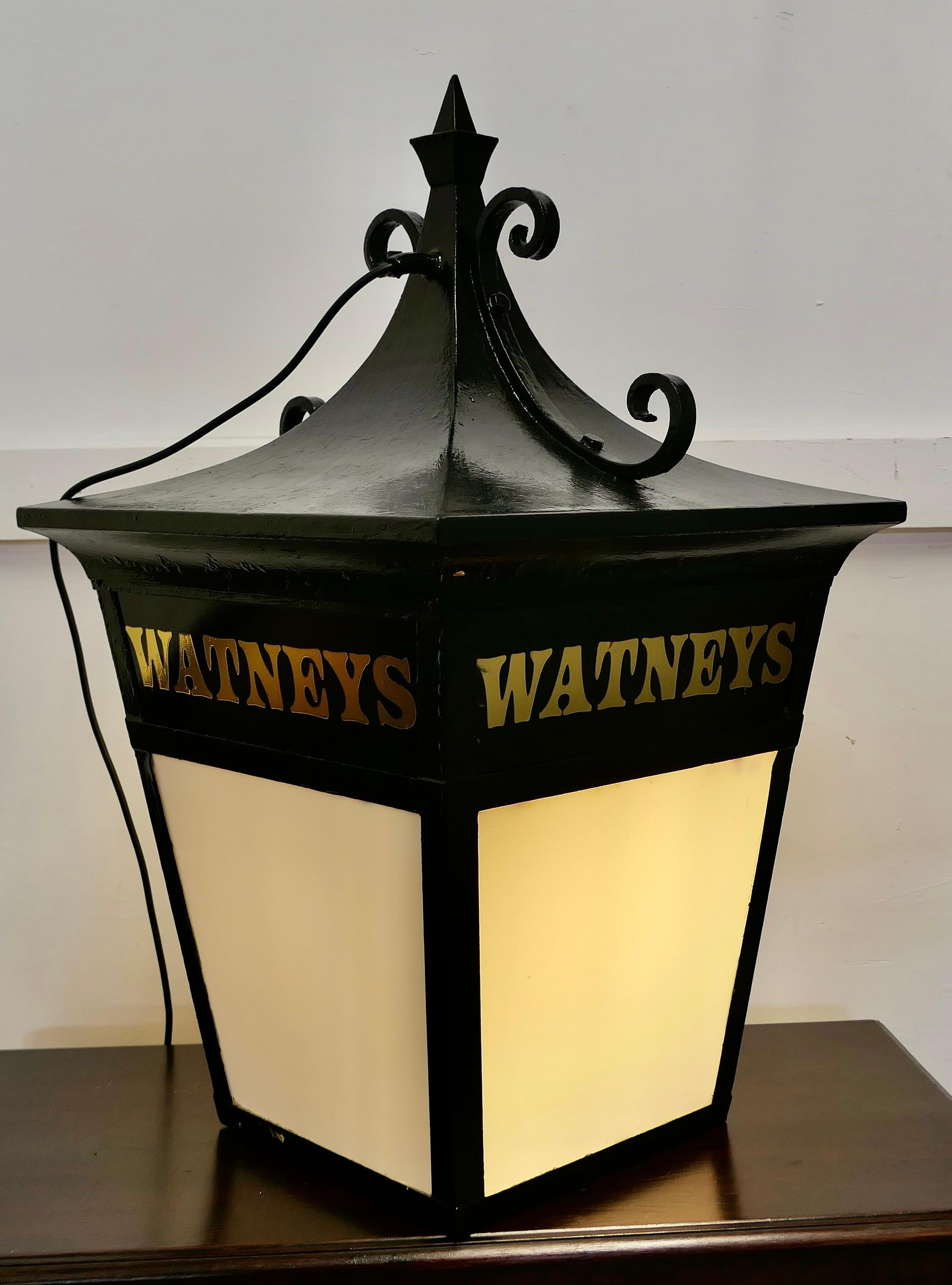 Large Iron “Watneys” Pub Lantern  A Great looking piece  For Sale 5