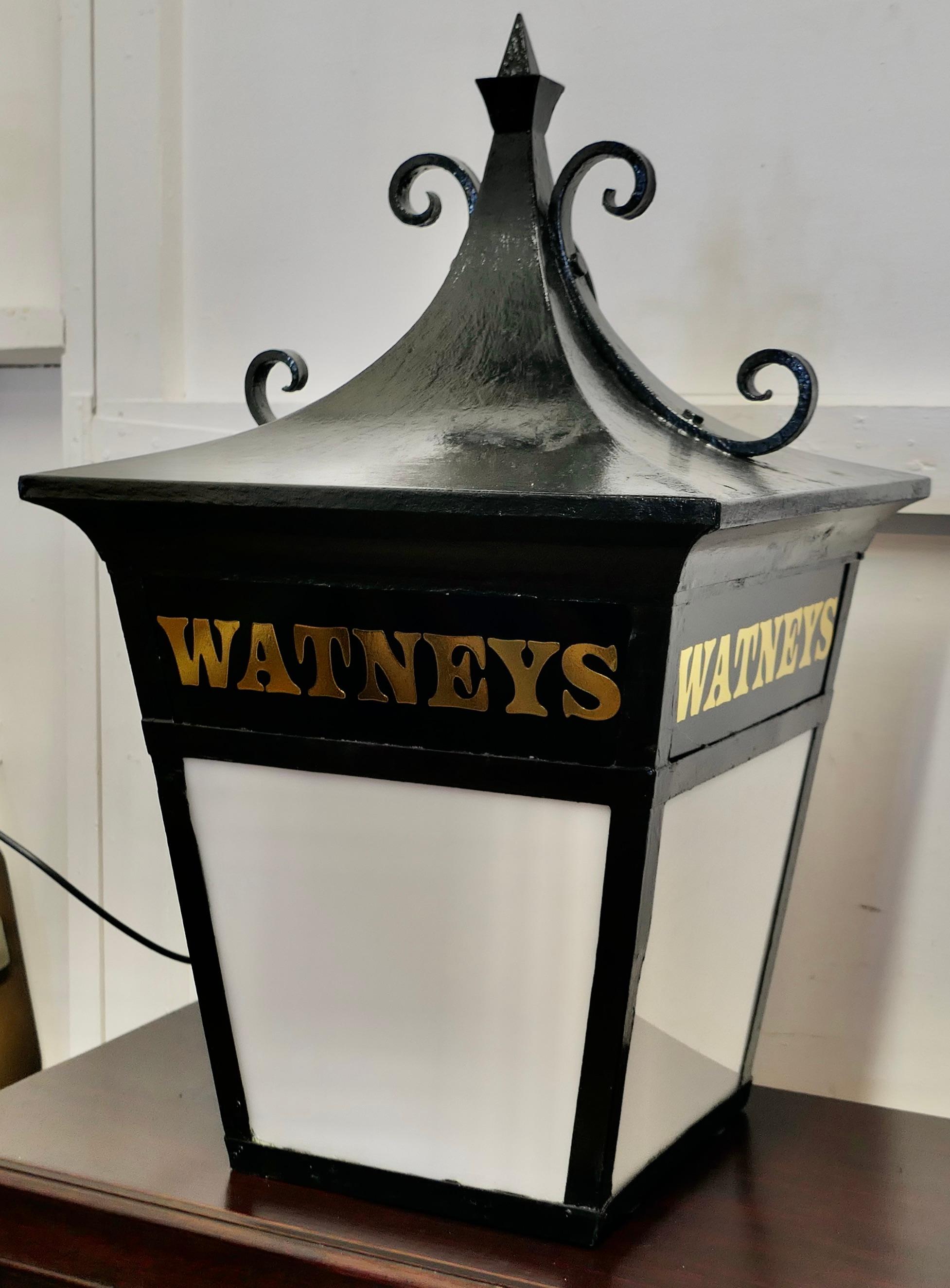 Folk Art Large Iron “Watneys” Pub Lantern  A Great looking piece  For Sale