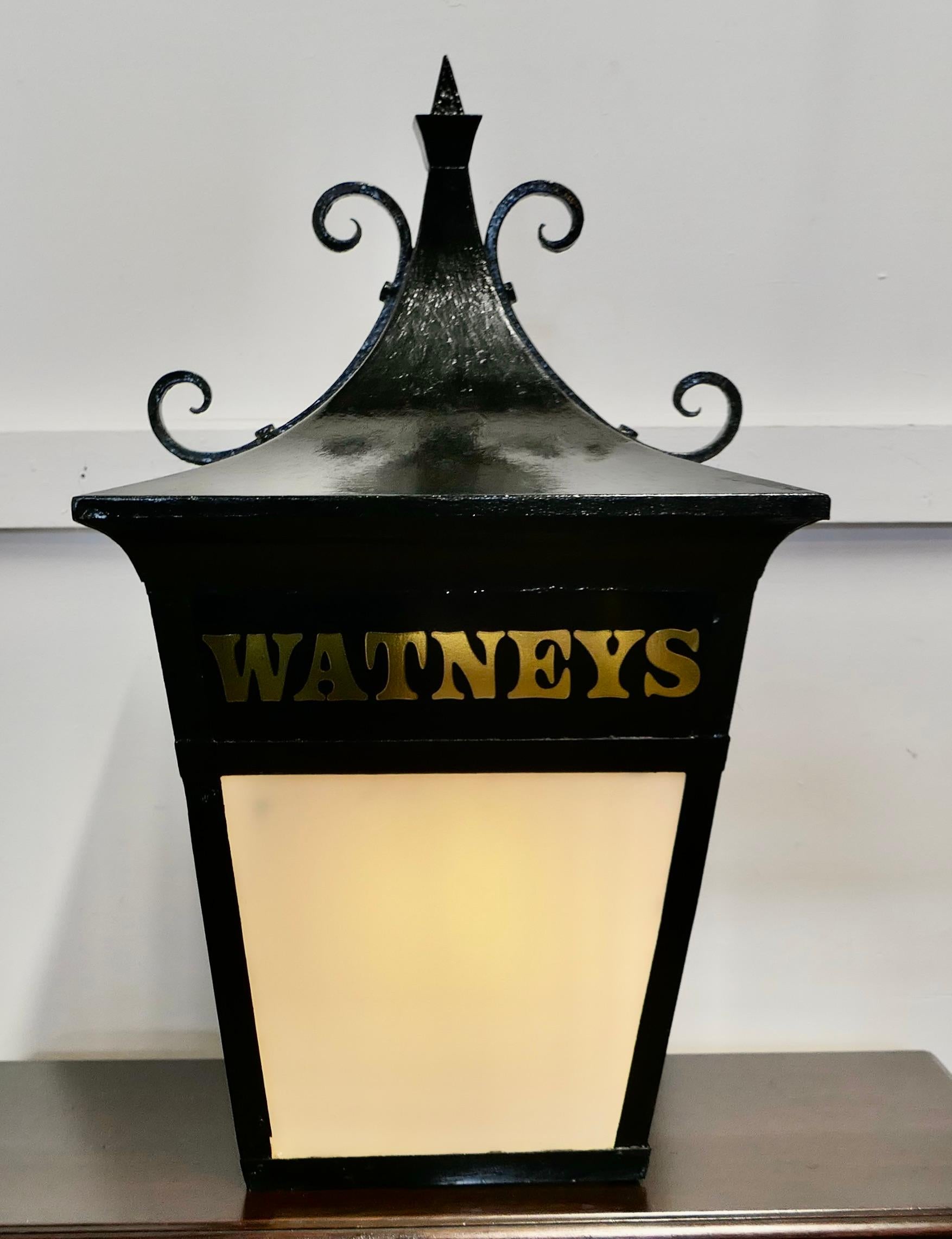 Mid-20th Century Large Iron “Watneys” Pub Lantern  A Great looking piece  For Sale