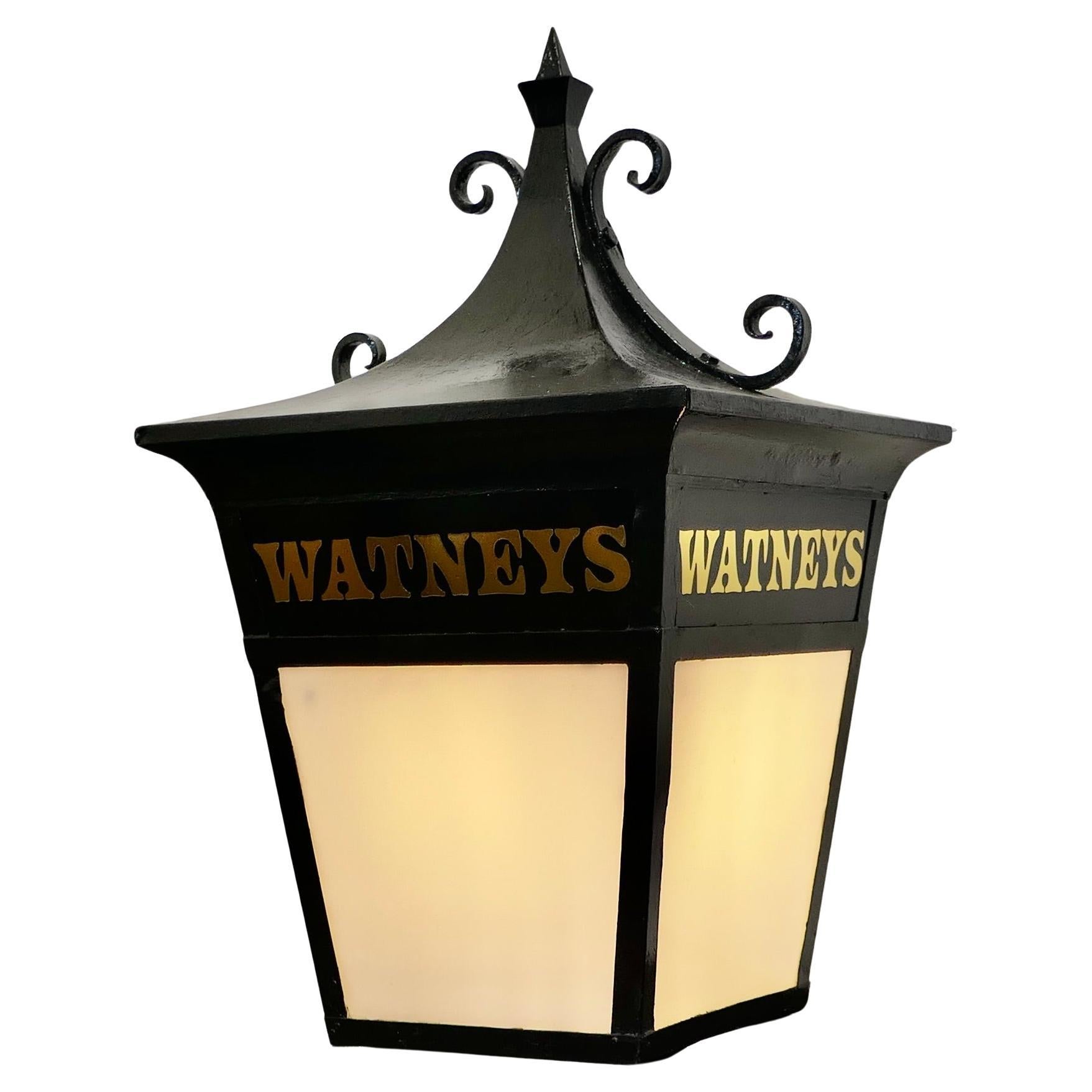Large Iron “Watneys” Pub Lantern  A Great looking piece  For Sale