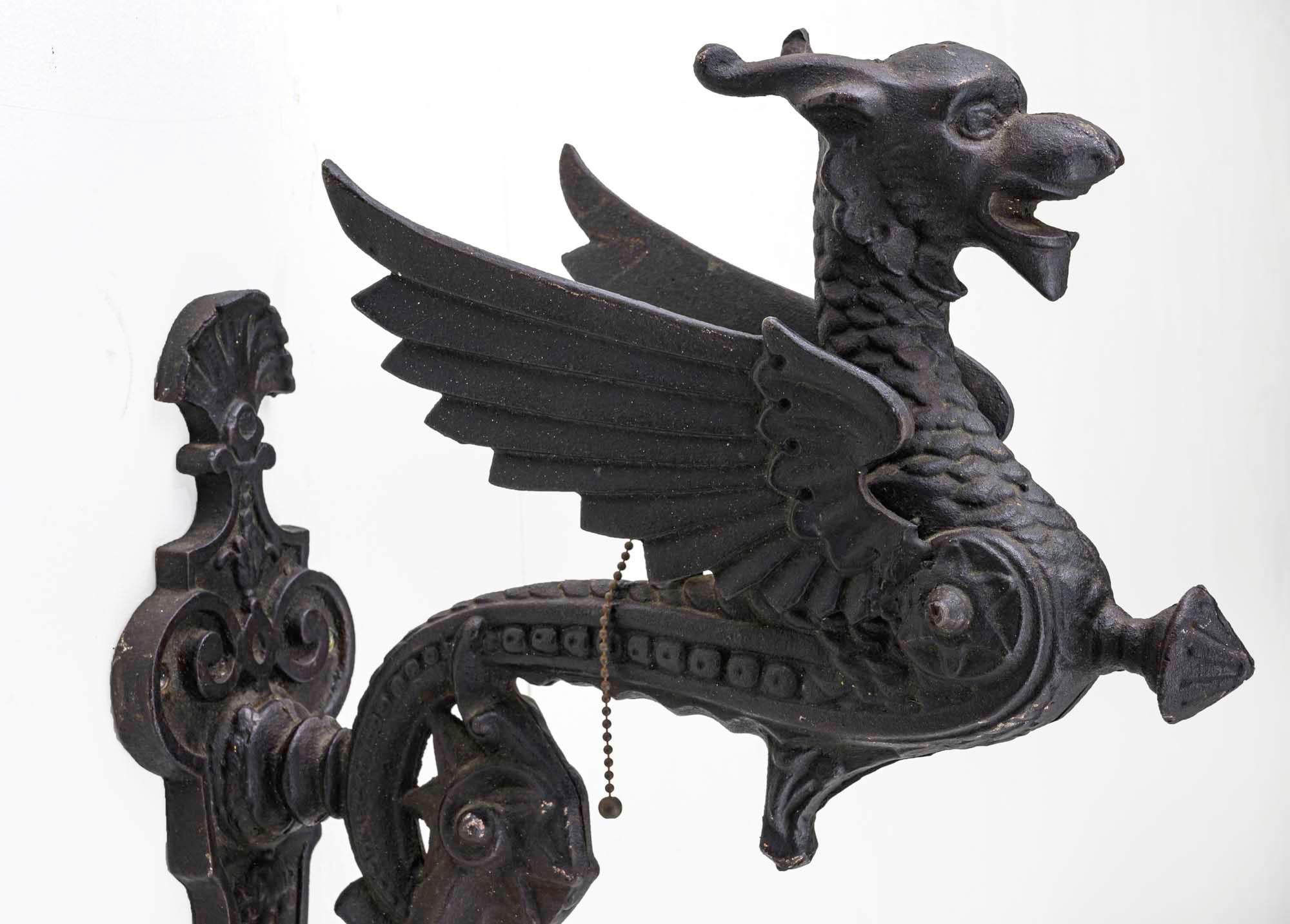 Gothic Revival  Wall light, Griffin Iron Sconce For Sale