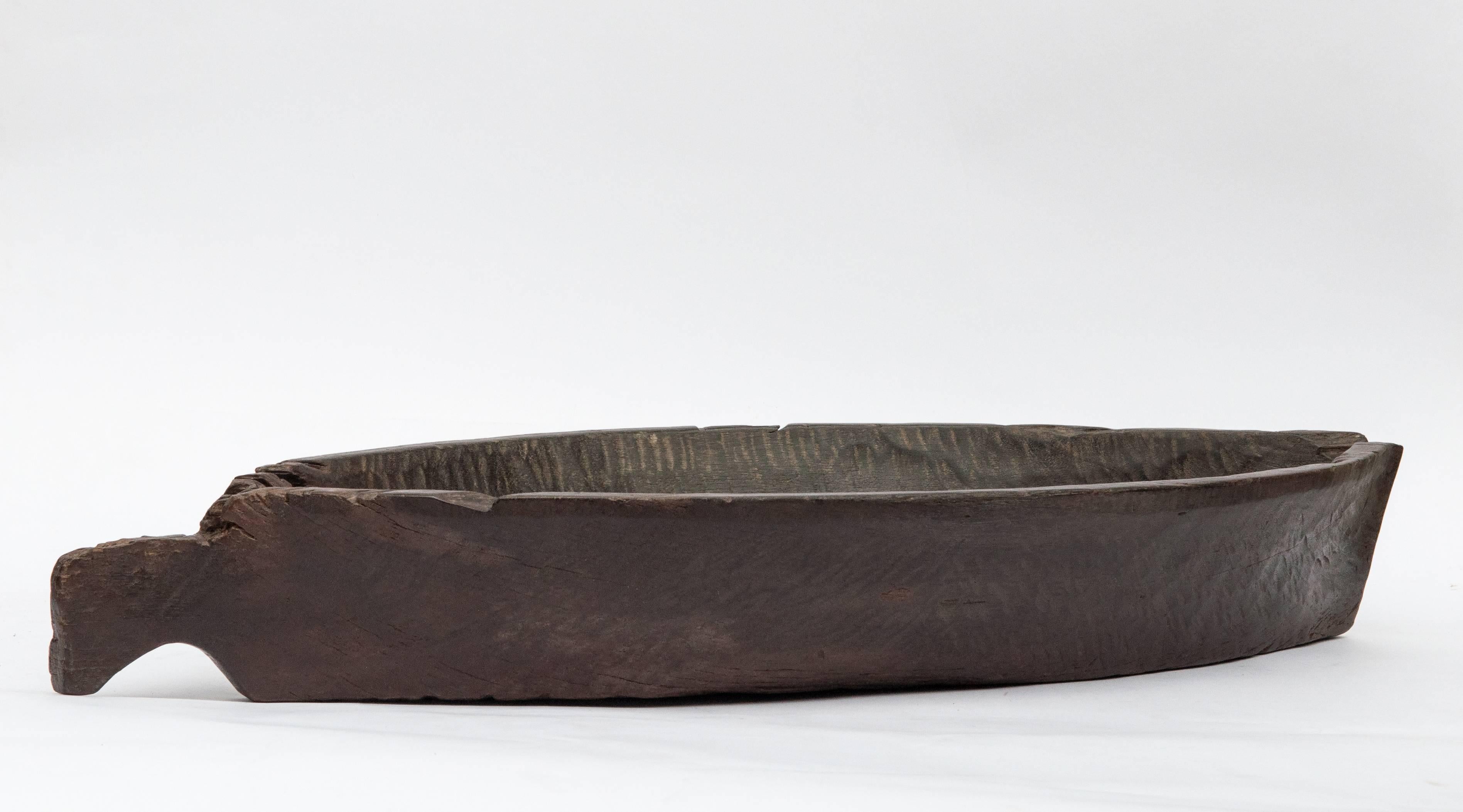 Large Ironwood Trough / Tray from Borneo, Mid-20th Century In Fair Condition In Point Richmond, CA