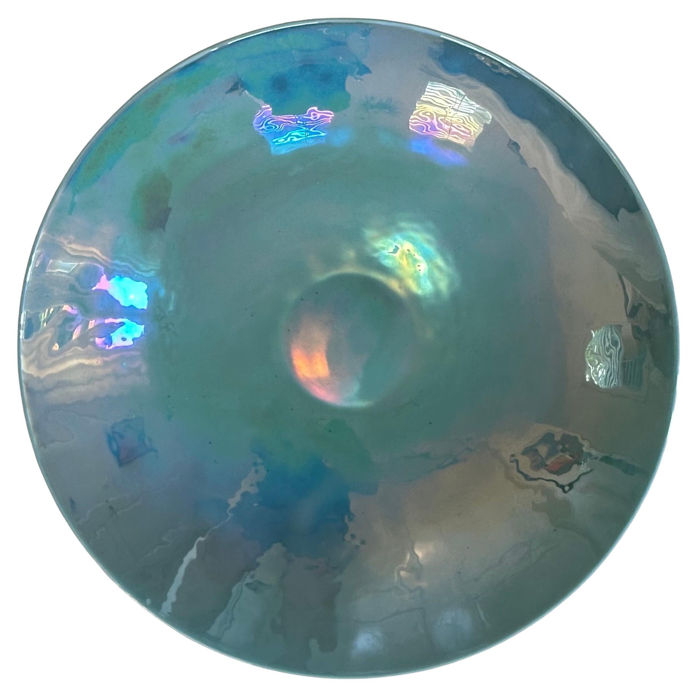 Mid-Century Modern Large Irridescent Centerpiece Bowl by Murano Glass For Sale