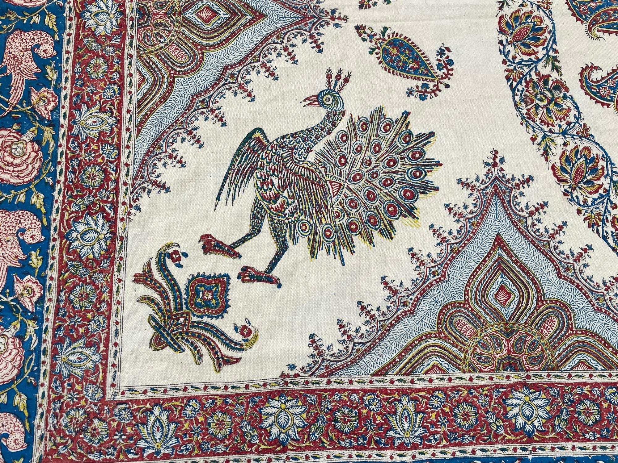 Großer persischer Isfahan Ghalamkar-Textilblock mit Paisleymuster, bedruckt 1950er Jahre im Zustand „Gut“ im Angebot in North Hollywood, CA