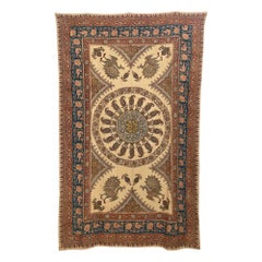 Gran Isfahan Ghalamkar Paisley Persa Textil Bloque Impreso Años 50