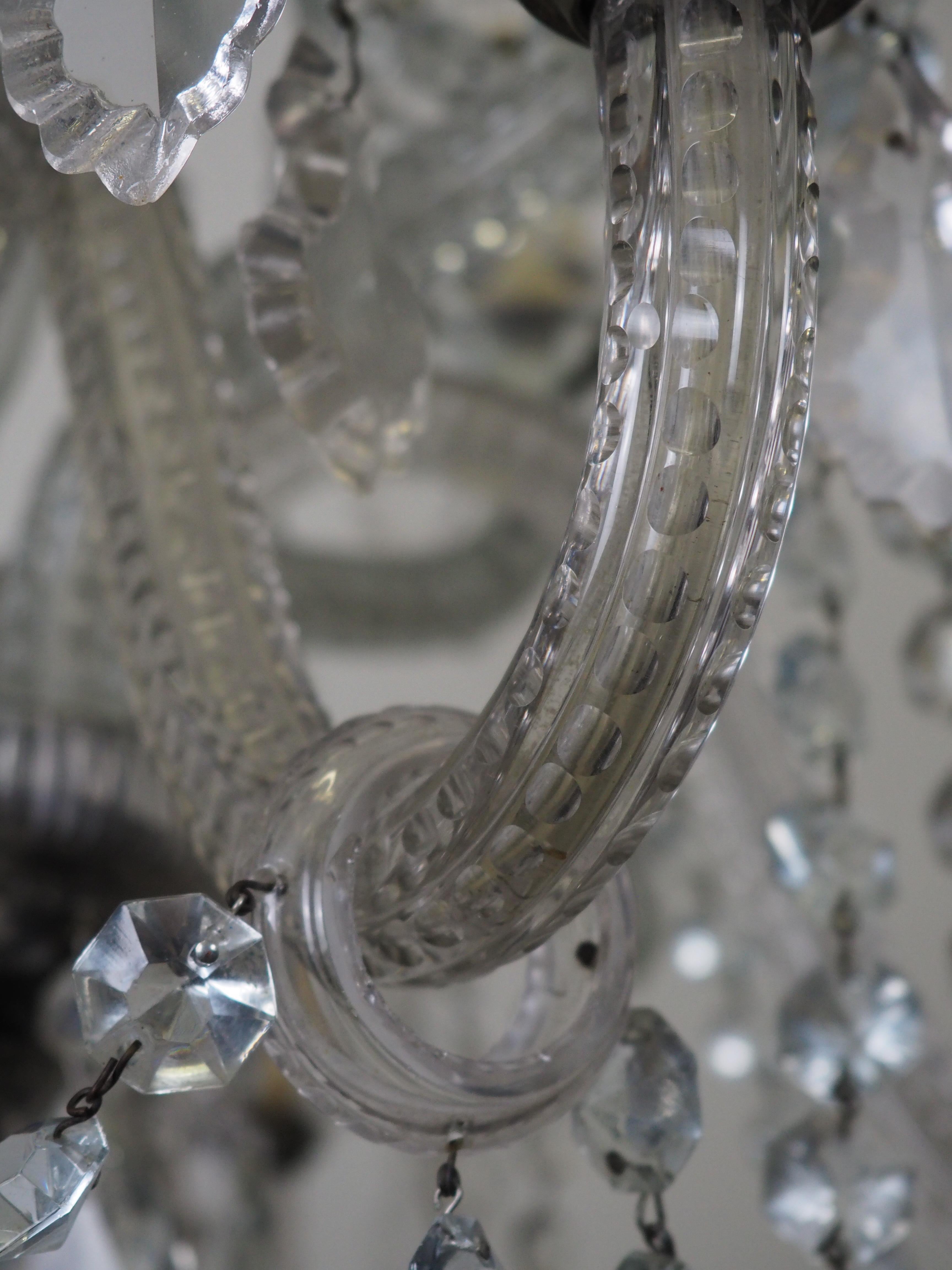 Large Italian 10-Light Murano Crystal Chandelier, circa 1920s 5