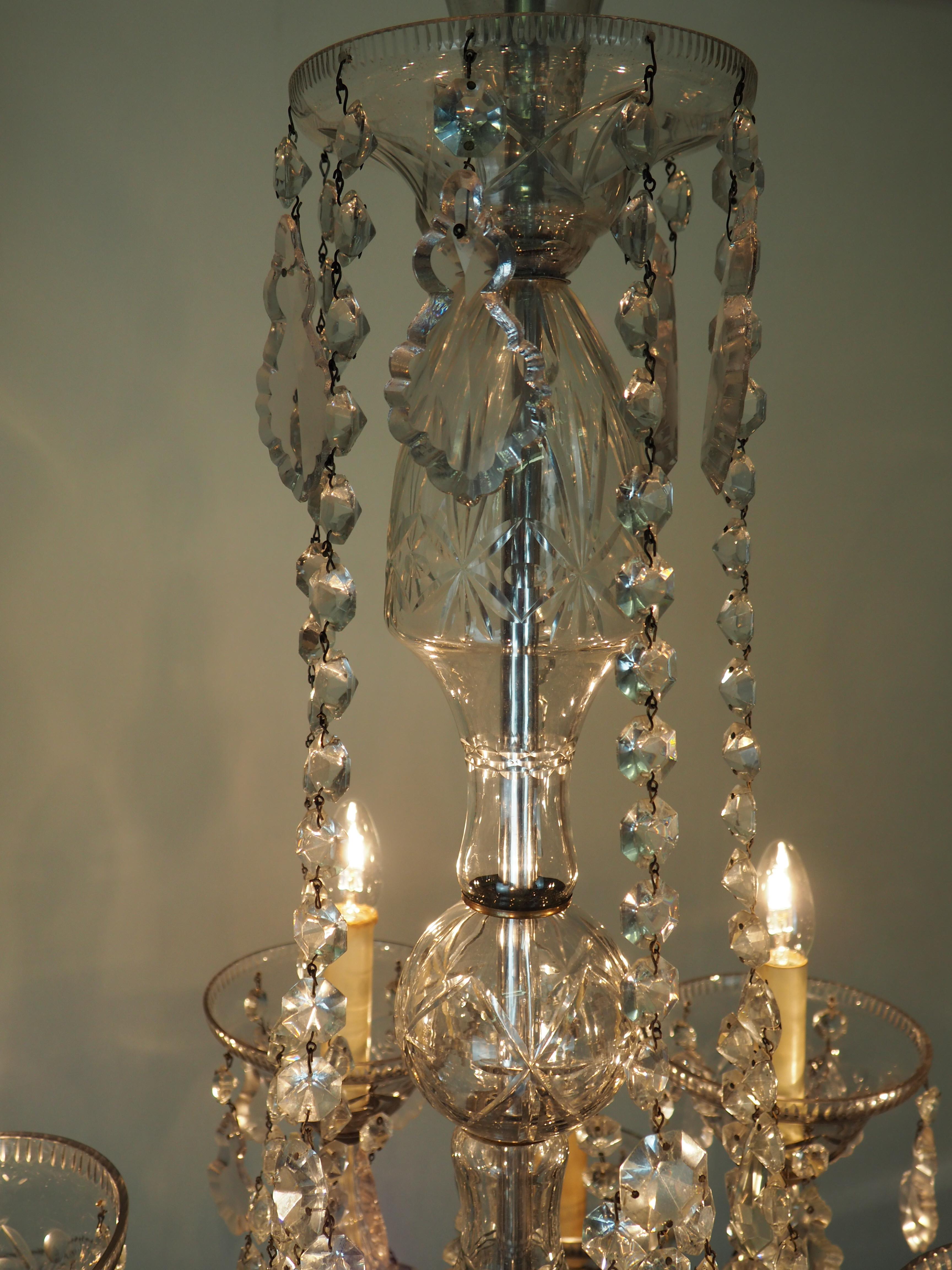 Large Italian 10-Light Murano Crystal Chandelier, circa 1920s 9