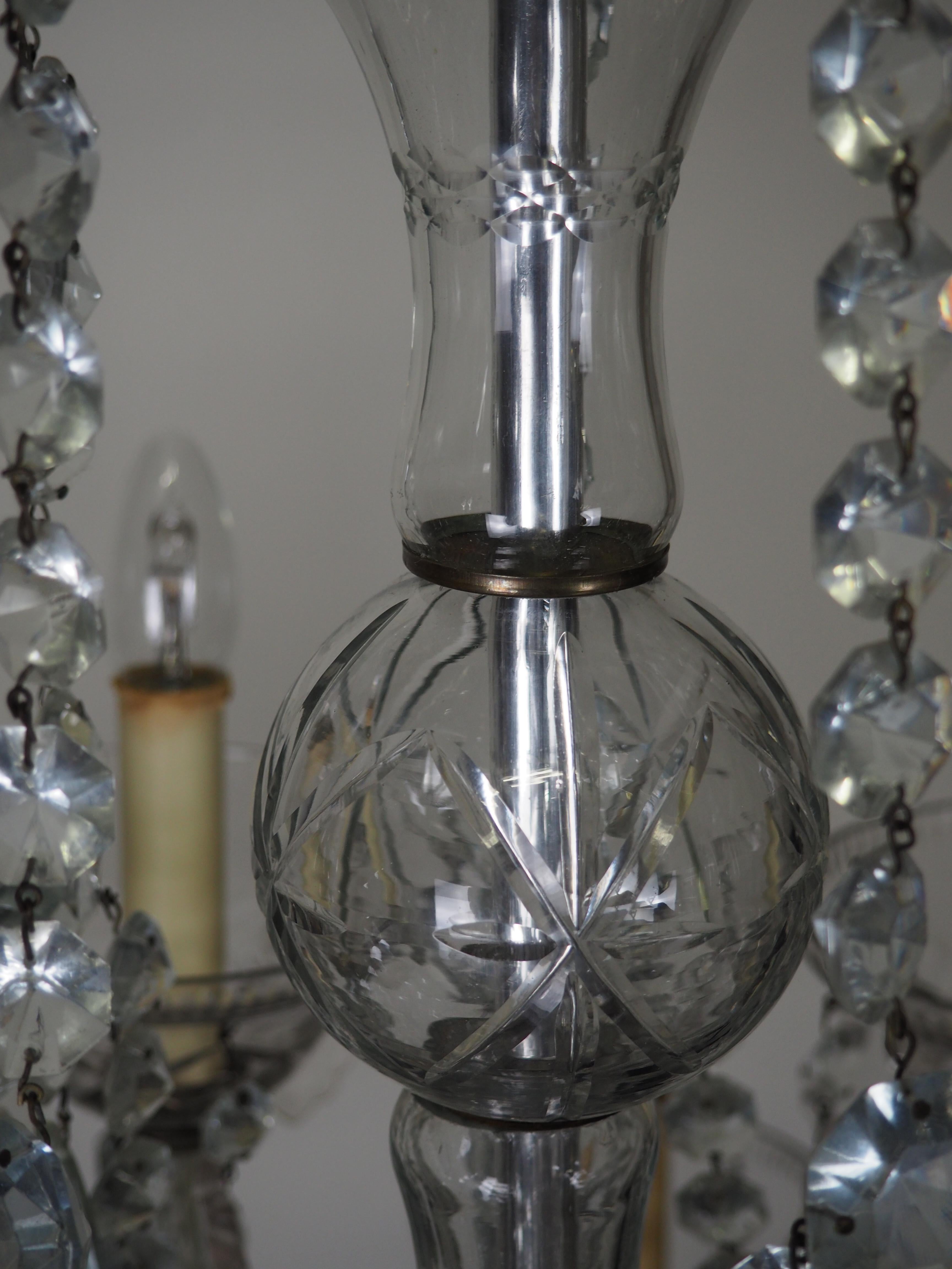 Large Italian 10-Light Murano Crystal Chandelier, circa 1920s 2